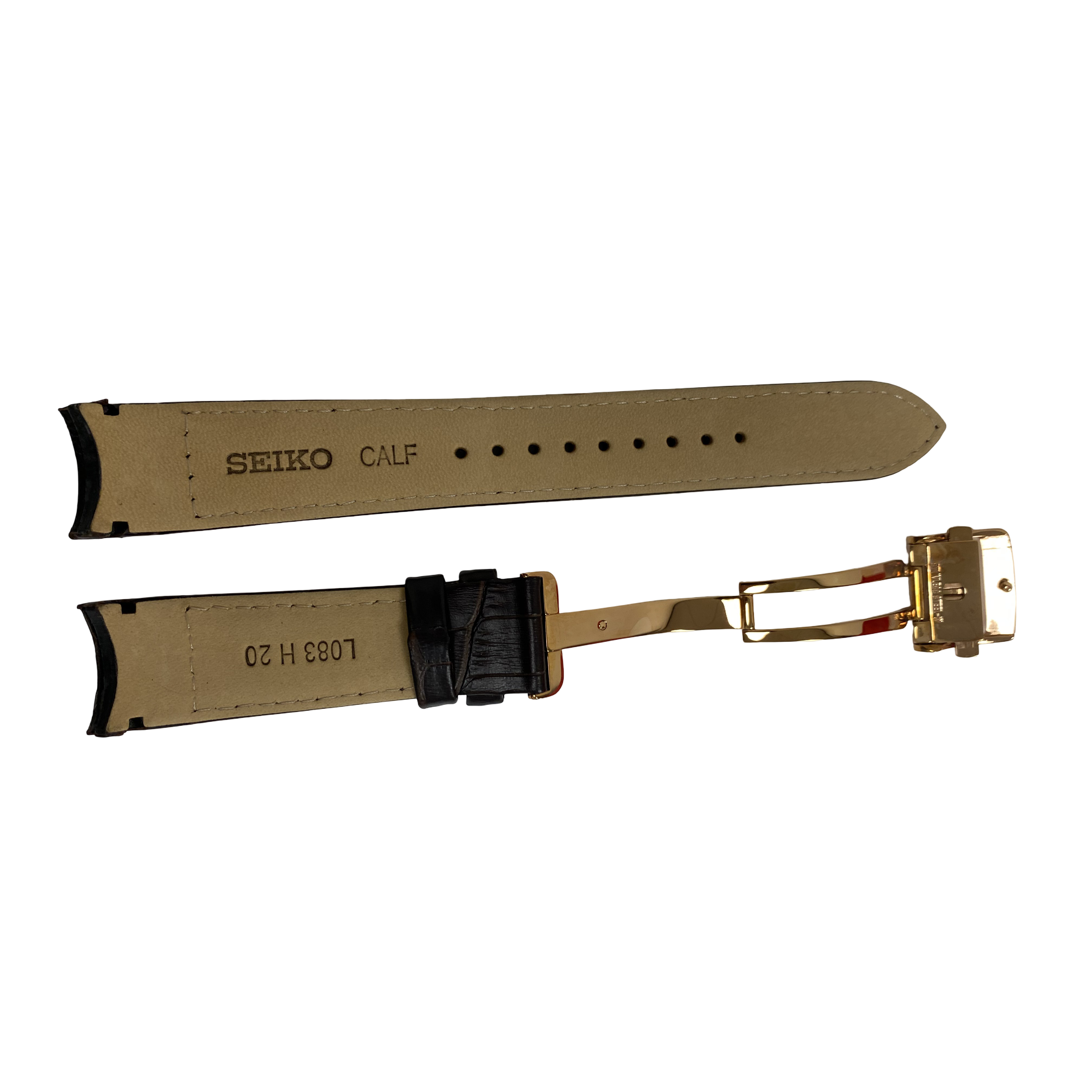 Watch Band Seiko Premier Kinetic SRX008P1 Brown Strap 5D88-0AD0 Rosé Clasp - Direct Drive