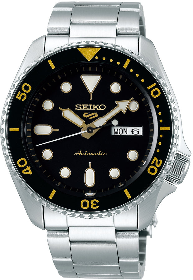 Seiko 5 Sports SRPD57K1 Automatic Watch | Black Dial | Gold Accents | 4R36-07G0