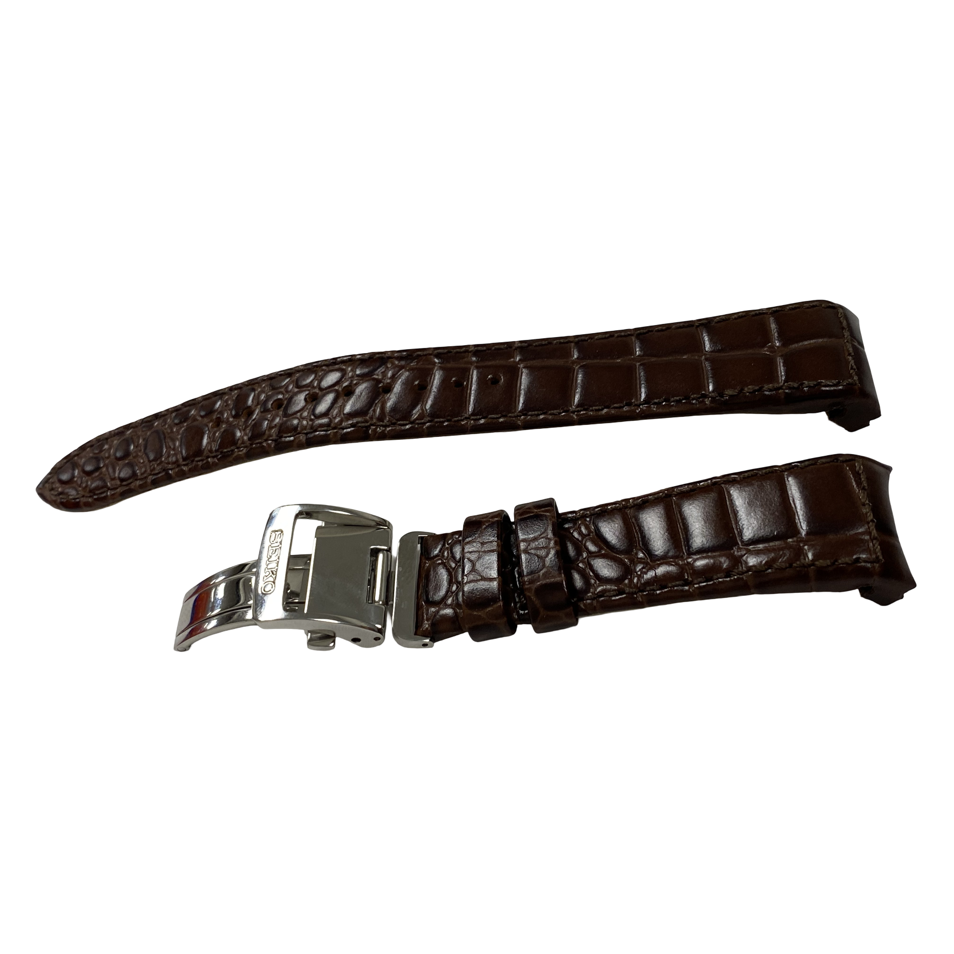 Watch Band Seiko 4A071 Premier Kinetic Perpetual Calendar SNP025 / SNP023 Brown Leather Strap 7D56-0AA0 21mm