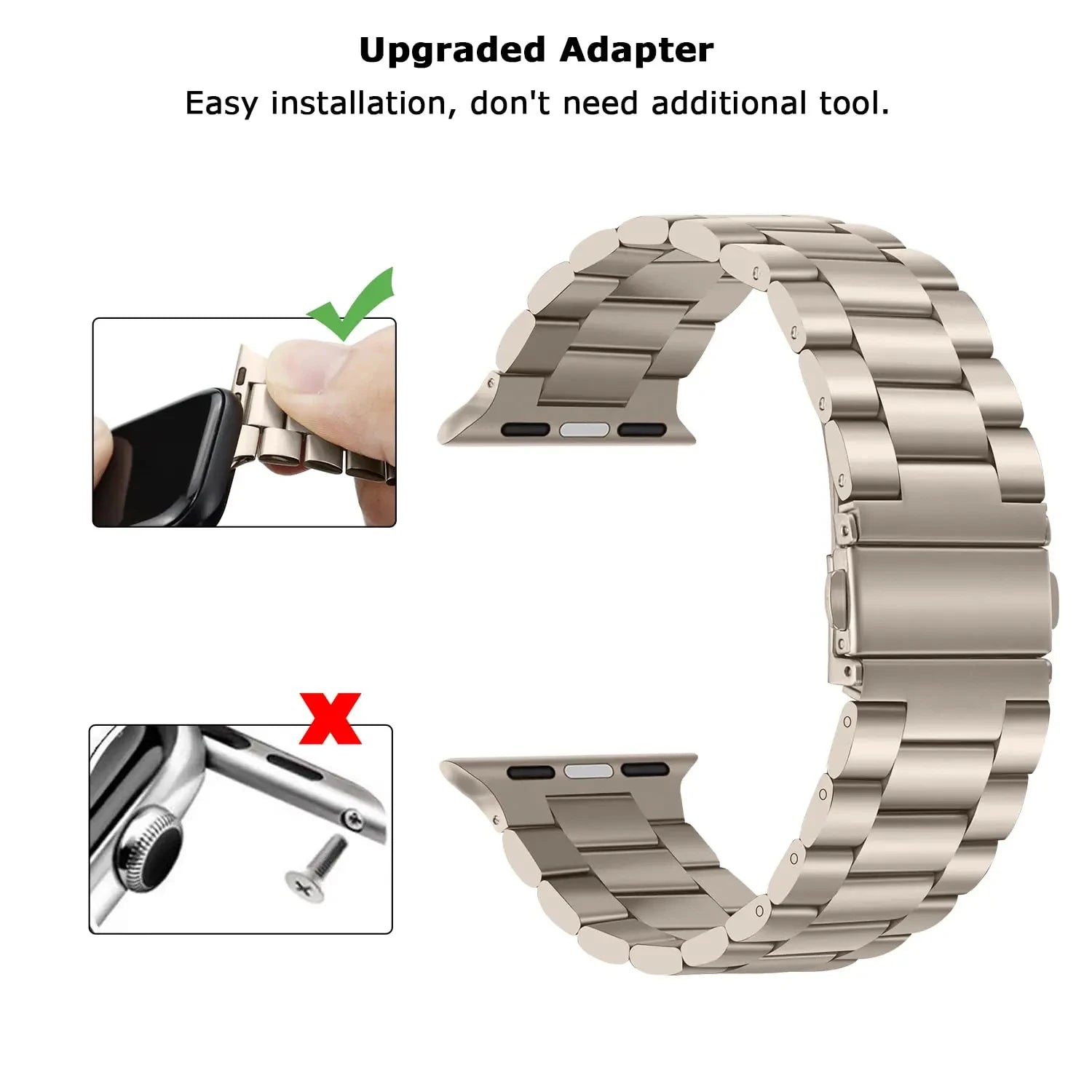 STRPZ® Apple Watch Band – Starlight Stainless Steel – Watch Series, SE & Ultra