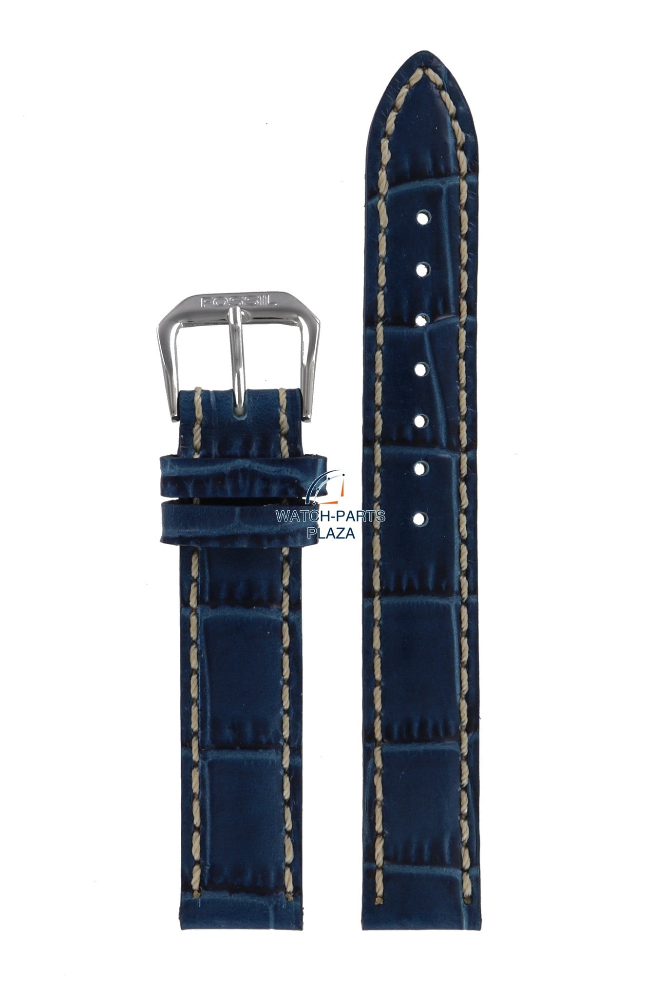 Fossil JR8034 Watch Band JR - 8034 Blue Leather 14 mm Authentic - Watch Plaza