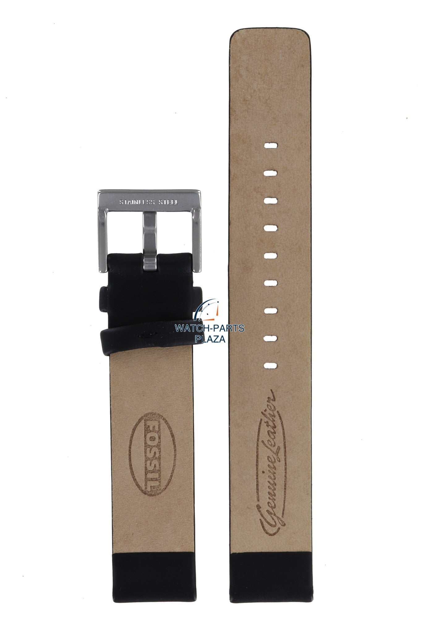 Fossil JR8082 Watch Band JR - 8082 Black Leather 18 mm Authentic - Watch Plaza