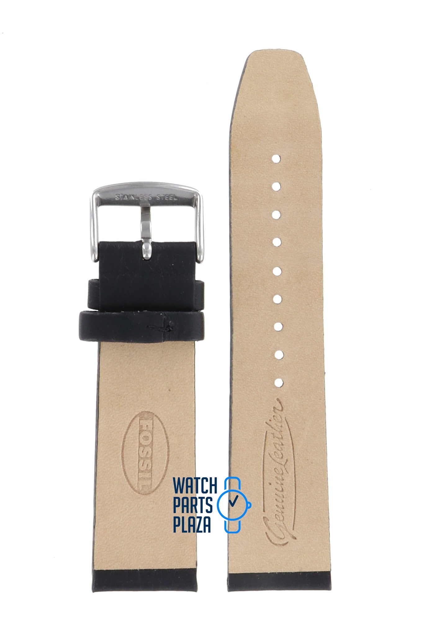 Fossil JR8120 Watch Band JR - 8120 Black Leather 22 mm Collection - Watch Plaza