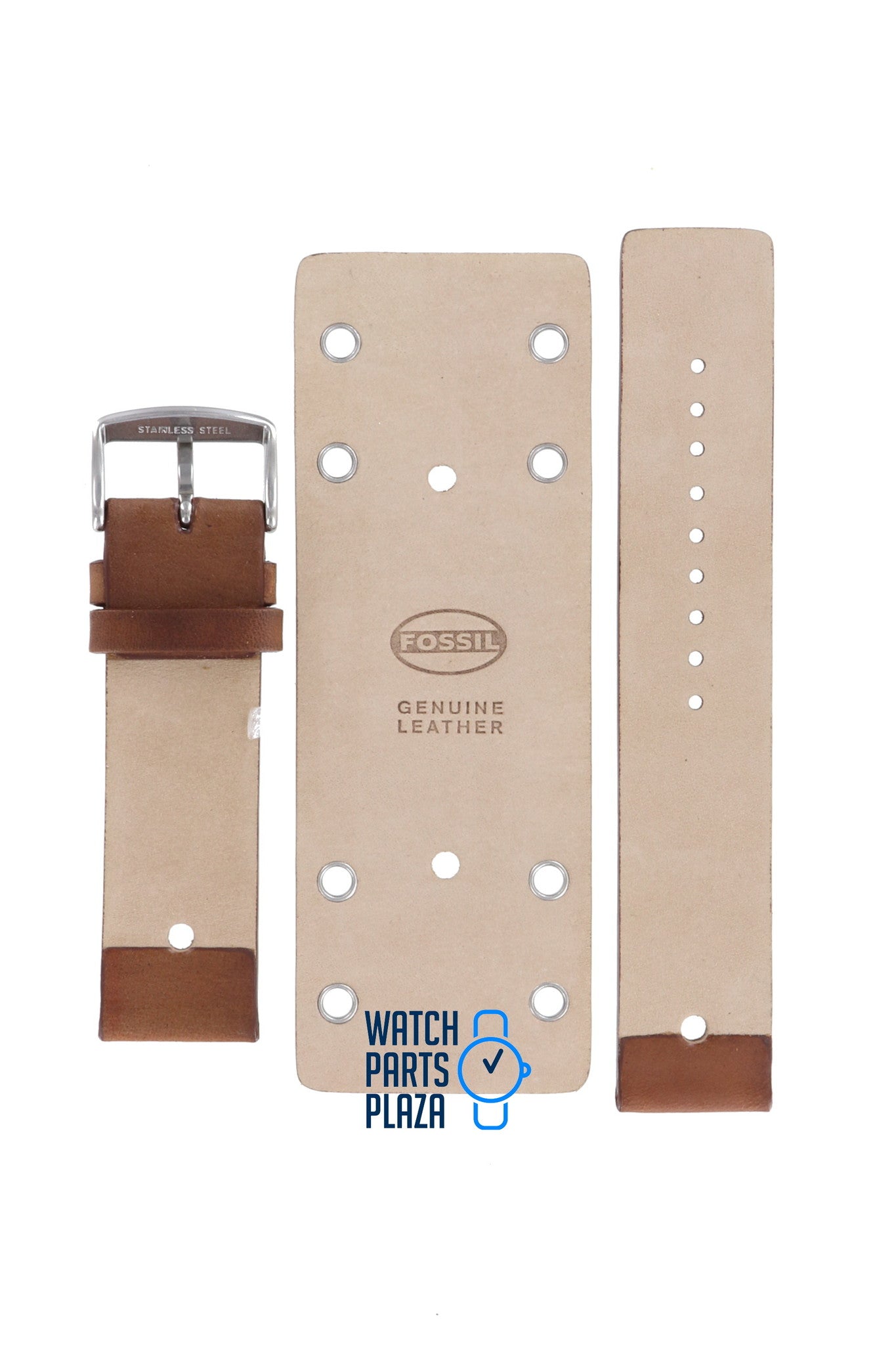 Fossil JR8285 Watch Band JR - 8285 Brown Leather 22 mm - Watch Plaza