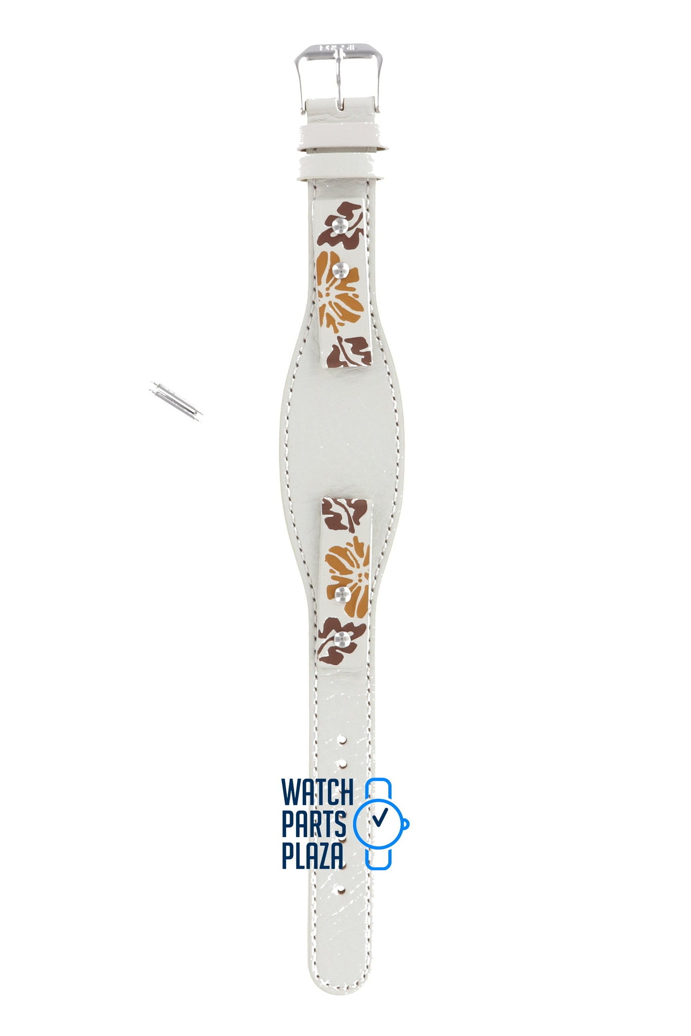 Fossil JR8347 Watch Band JR - 8347 White Leather 12 mm Trend - Watch Plaza