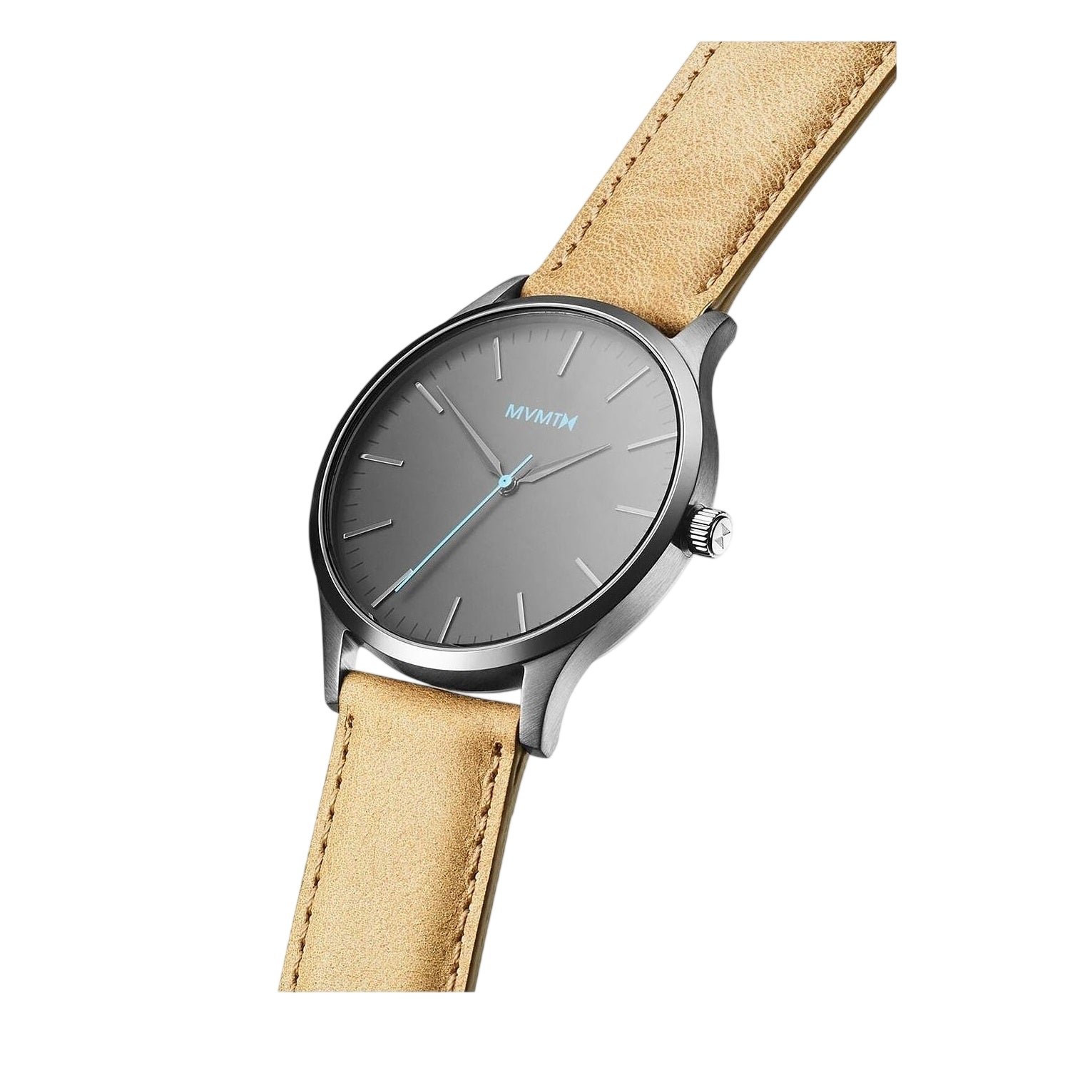 MVMT 40 Series MT01 - GML Men's Watch - Dark Gray & Beige Leather Strap - Watch Plaza