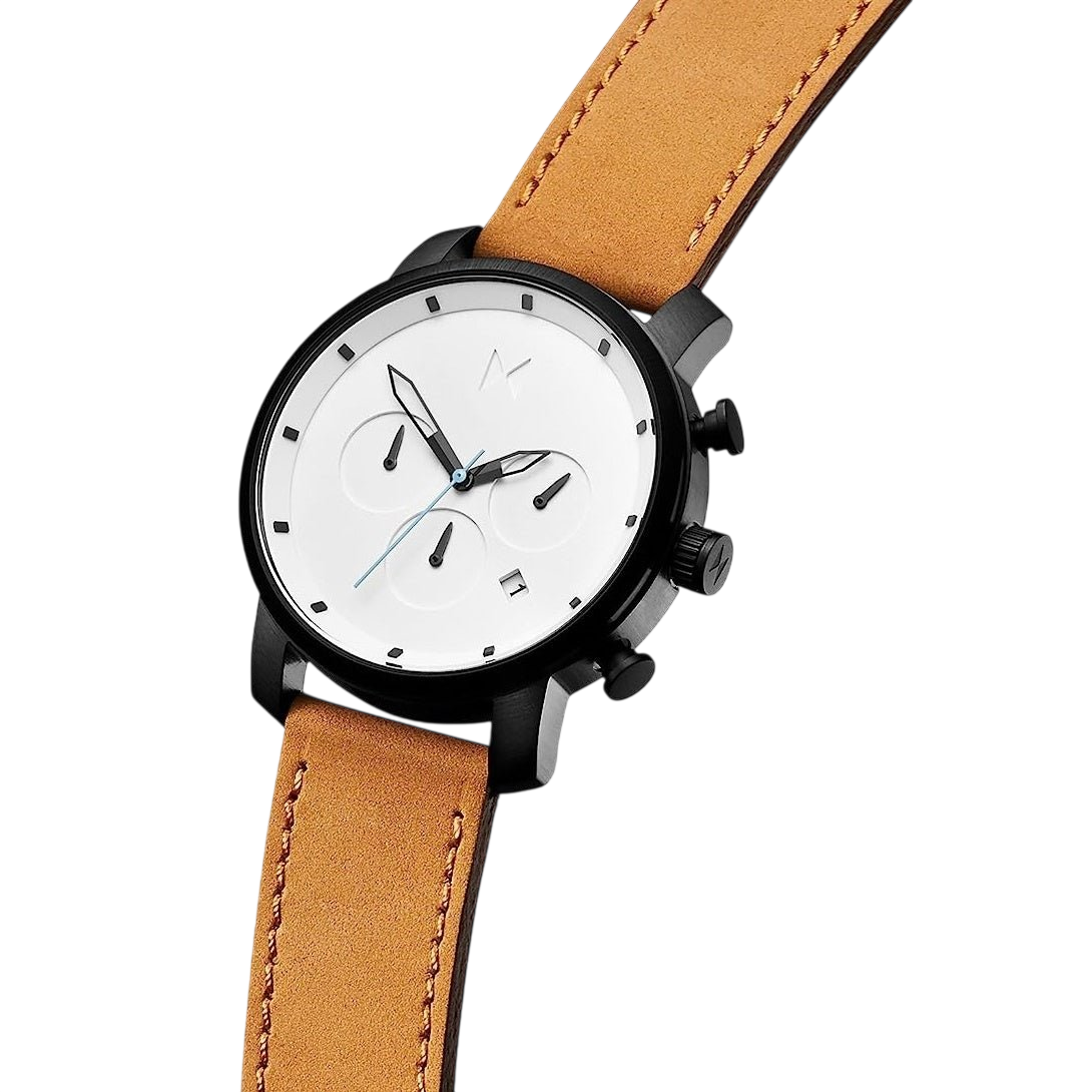 MVMT MC02 - WBTL Men's Chronograph Watch - Black & White - Watch Plaza
