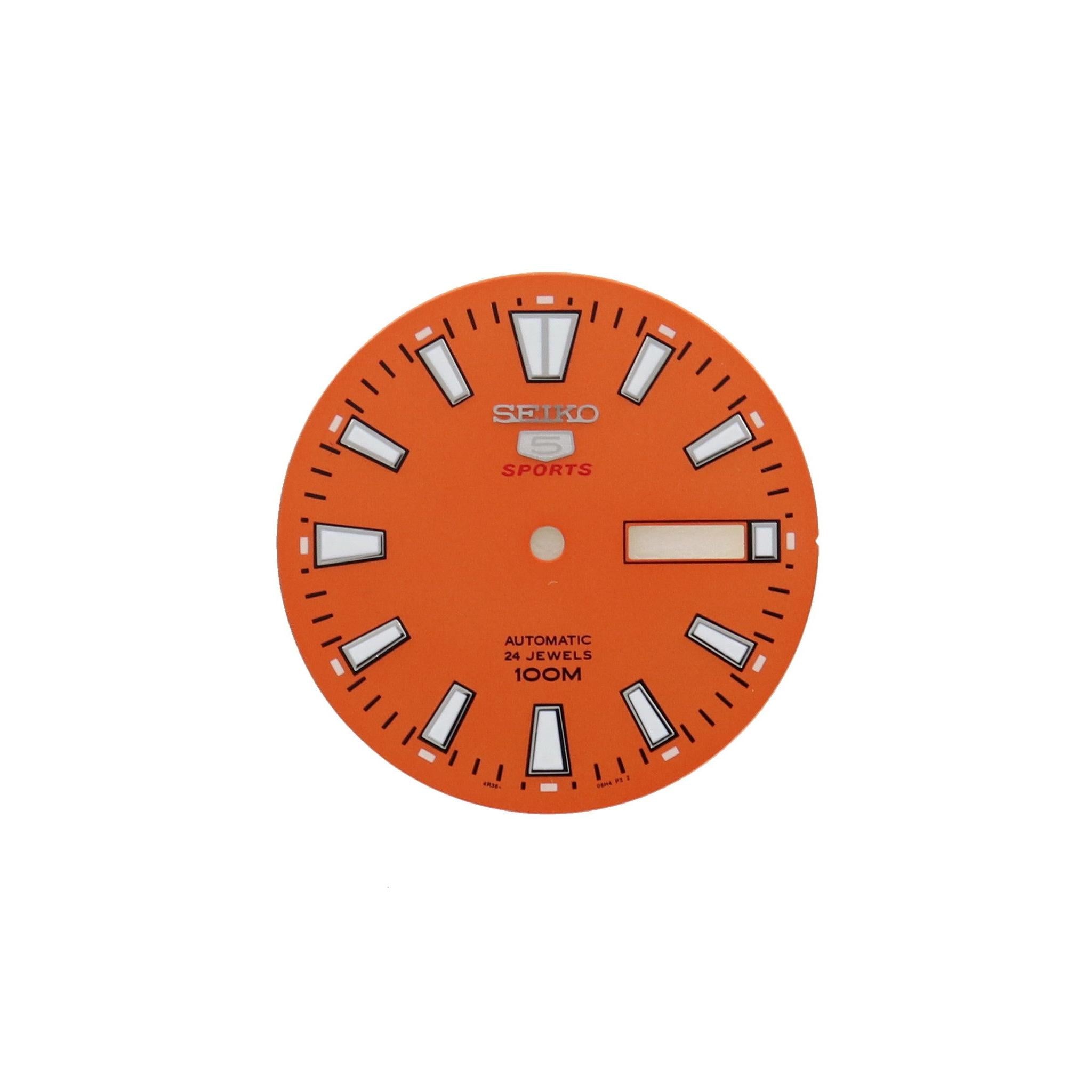 Seiko 5 Sports SRPC55K1 orange replacement dial 4R36 - 06R0 33 mm - Watch Plaza