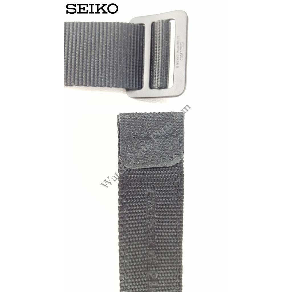 Seiko AL21A Black Textile Watch Band 22mm S229 - 5000 - Watch Plaza