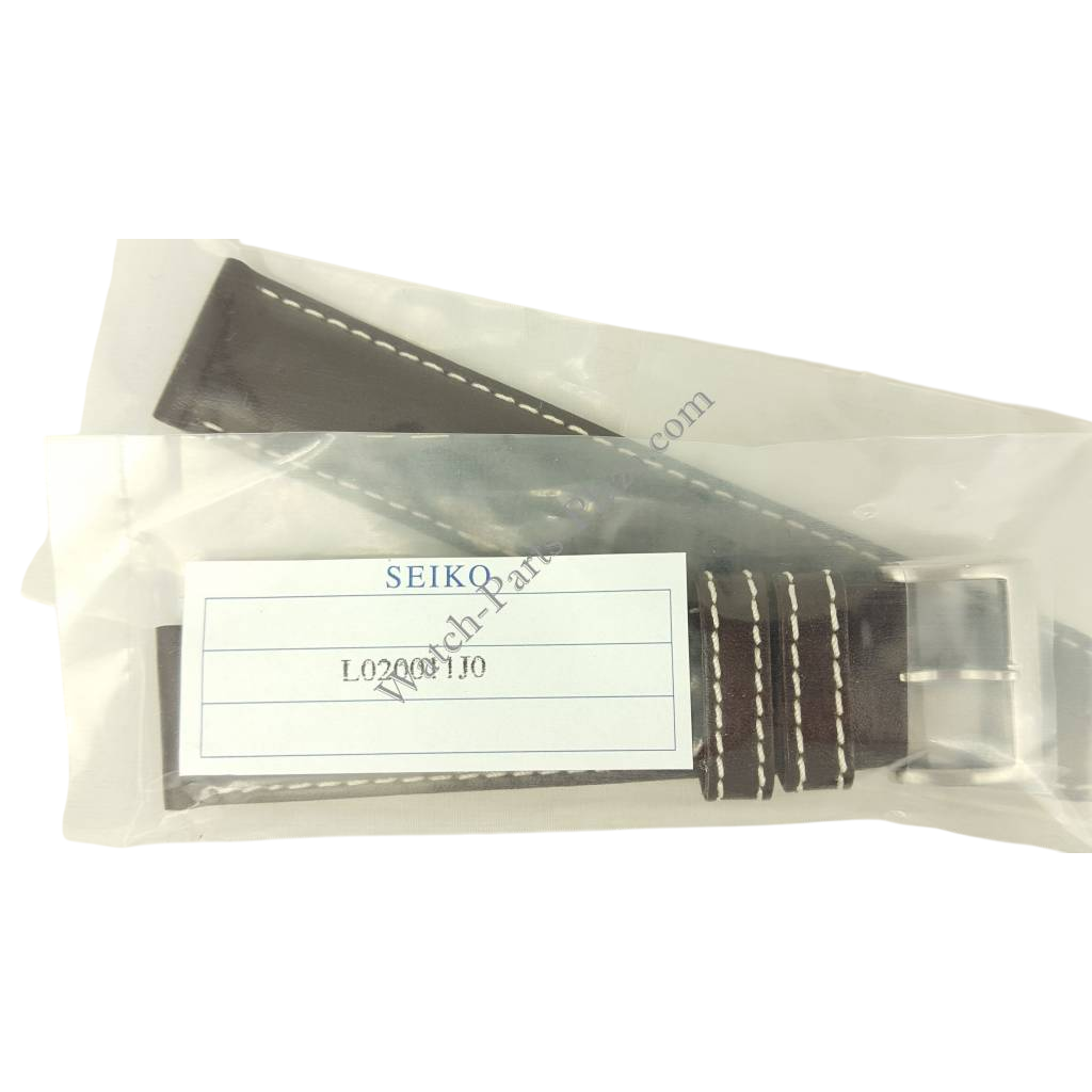 Seiko Flightmaster Brown Leather Band SSC013 Watch Strap L020 B 20mm V172 OACO - Watch Plaza