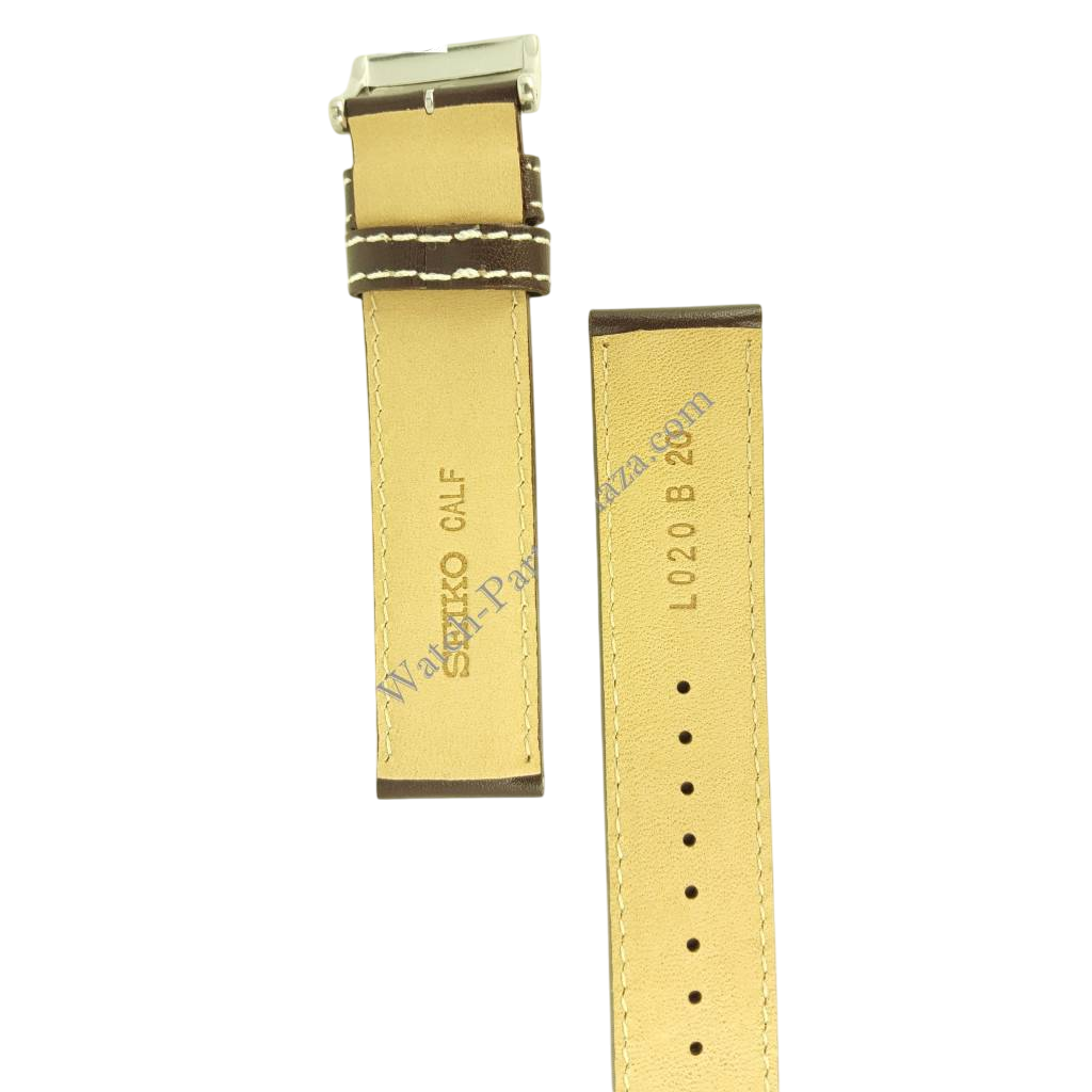 Seiko Flightmaster Brown Leather Band SSC013 Watch Strap L020 B 20mm V172 OACO - Watch Plaza