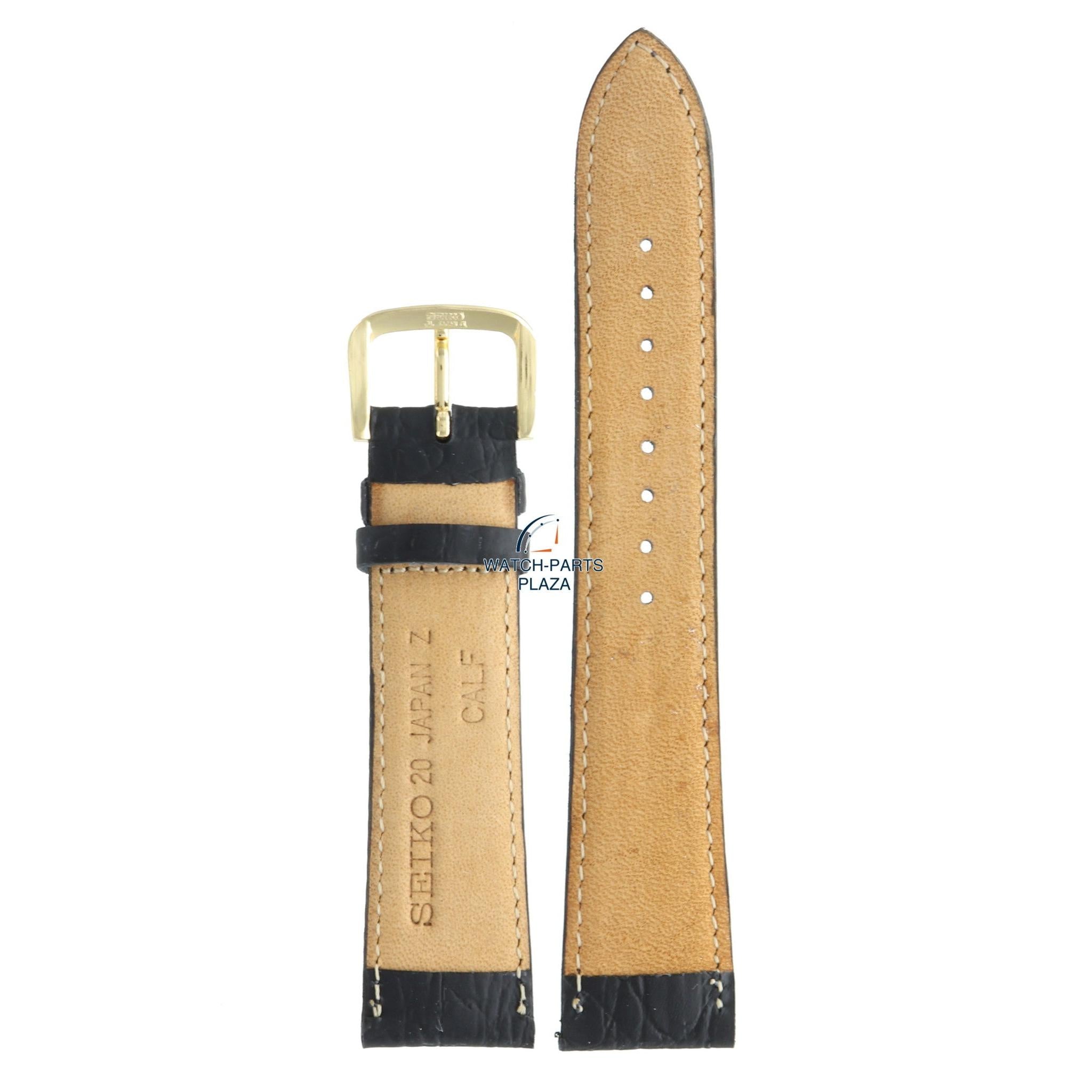 Seiko ZRA34G Watch band 7T32 7B3B - SDW196 black leather 20 mm - Quartz Chronograph - Watch Plaza