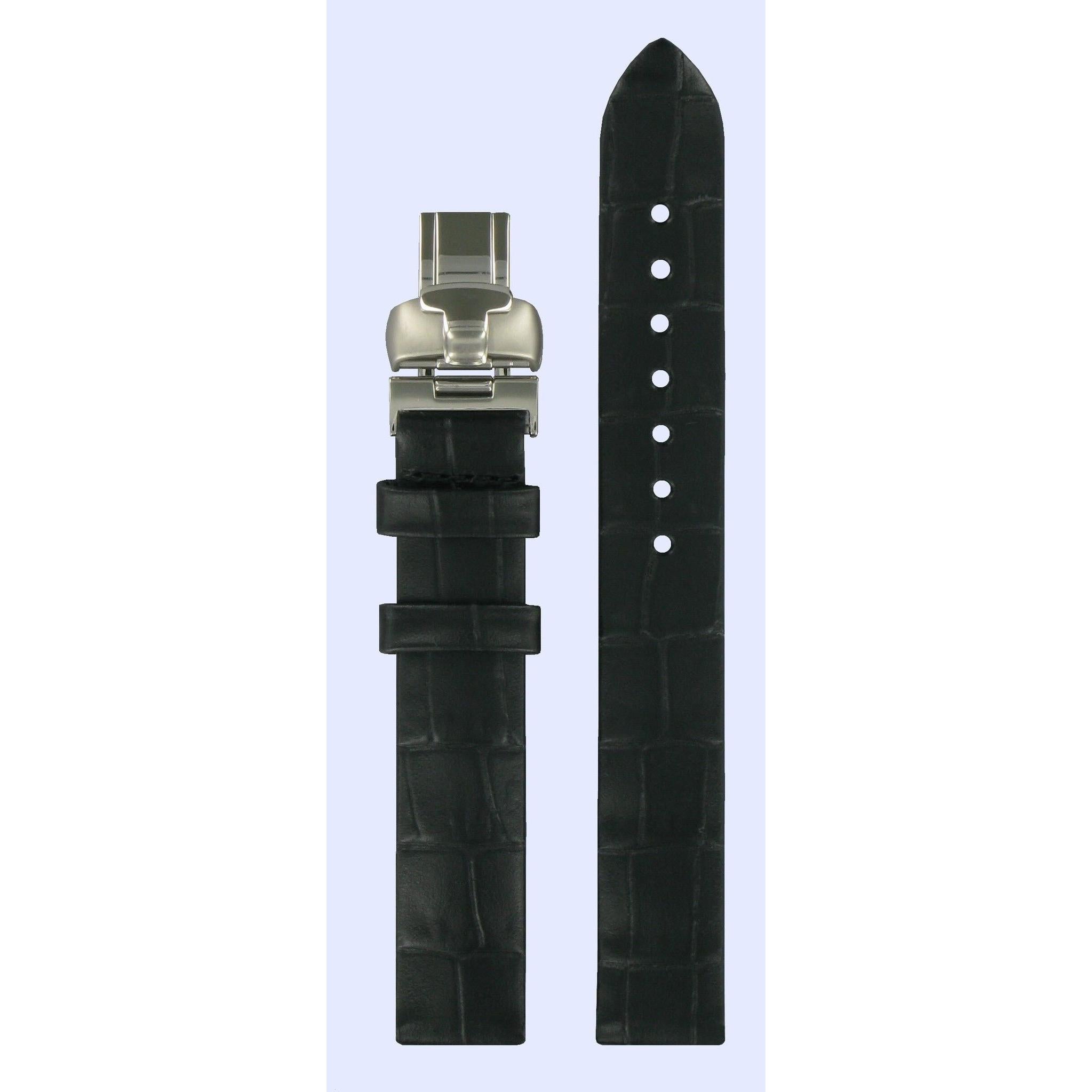 Tissot T02142552 Watch Band T600026368 Black Leather 14 mm T - Wave - Watch Plaza