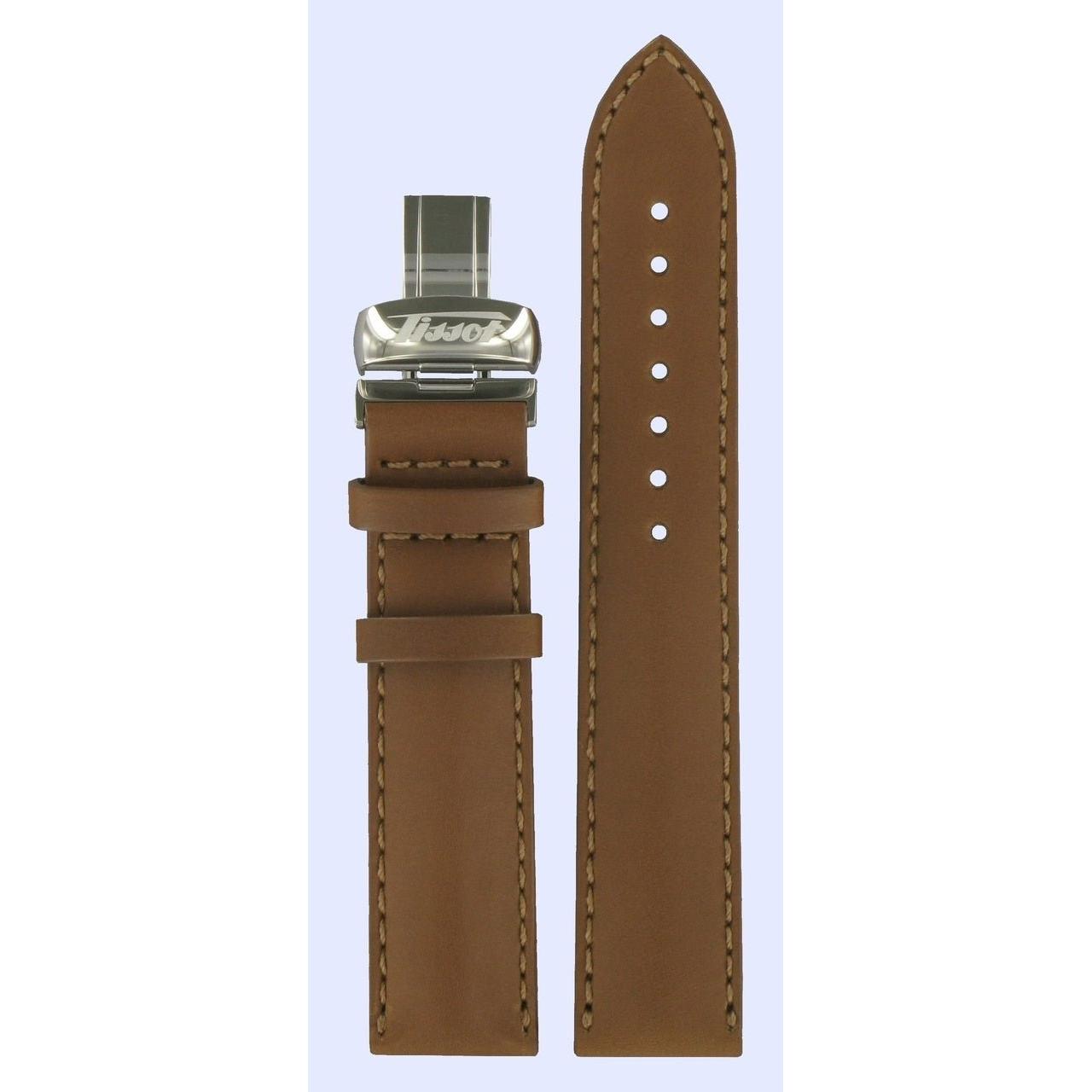Tissot T025408A Watch Band T600026472 Brown Leather 19 mm Heritage - Watch Plaza
