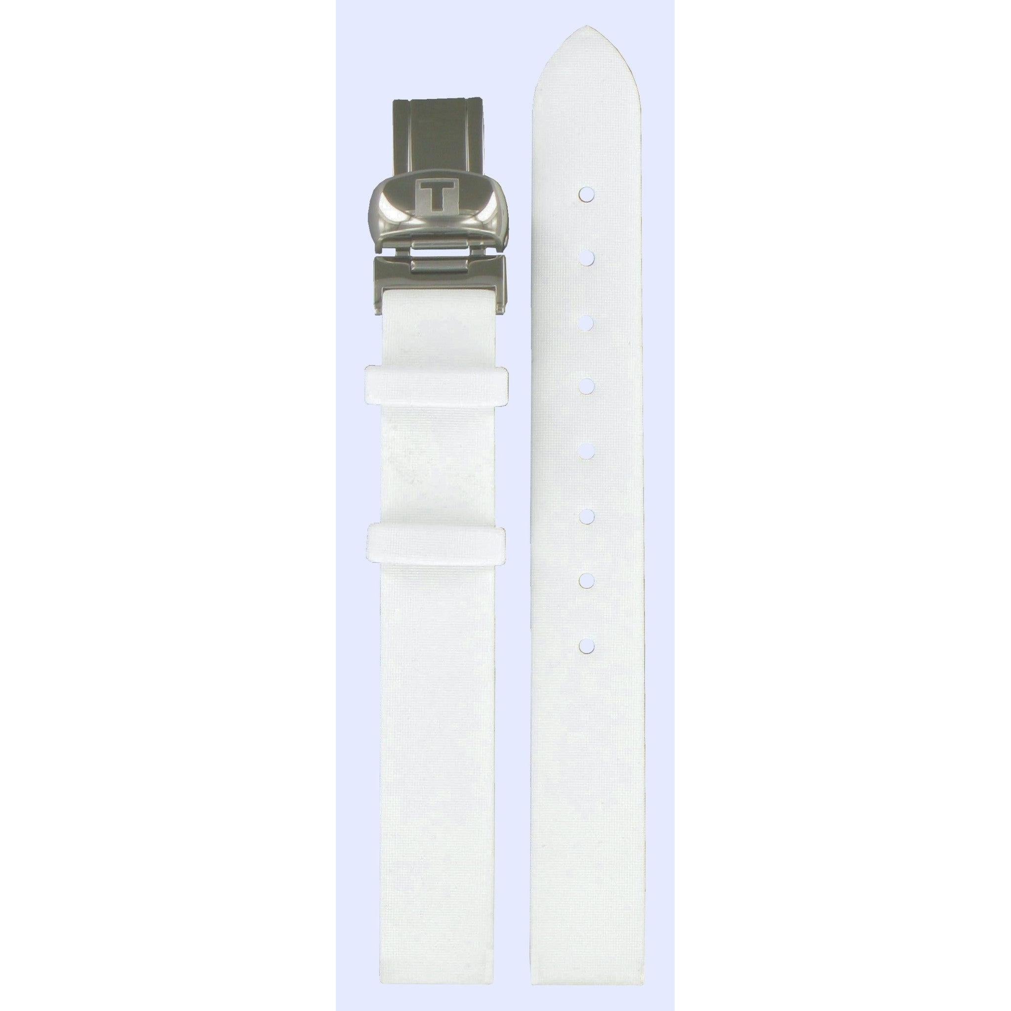 Tissot T03155580 Watch Band T600013472 White Leather 12 mm Flower Power - Watch Plaza