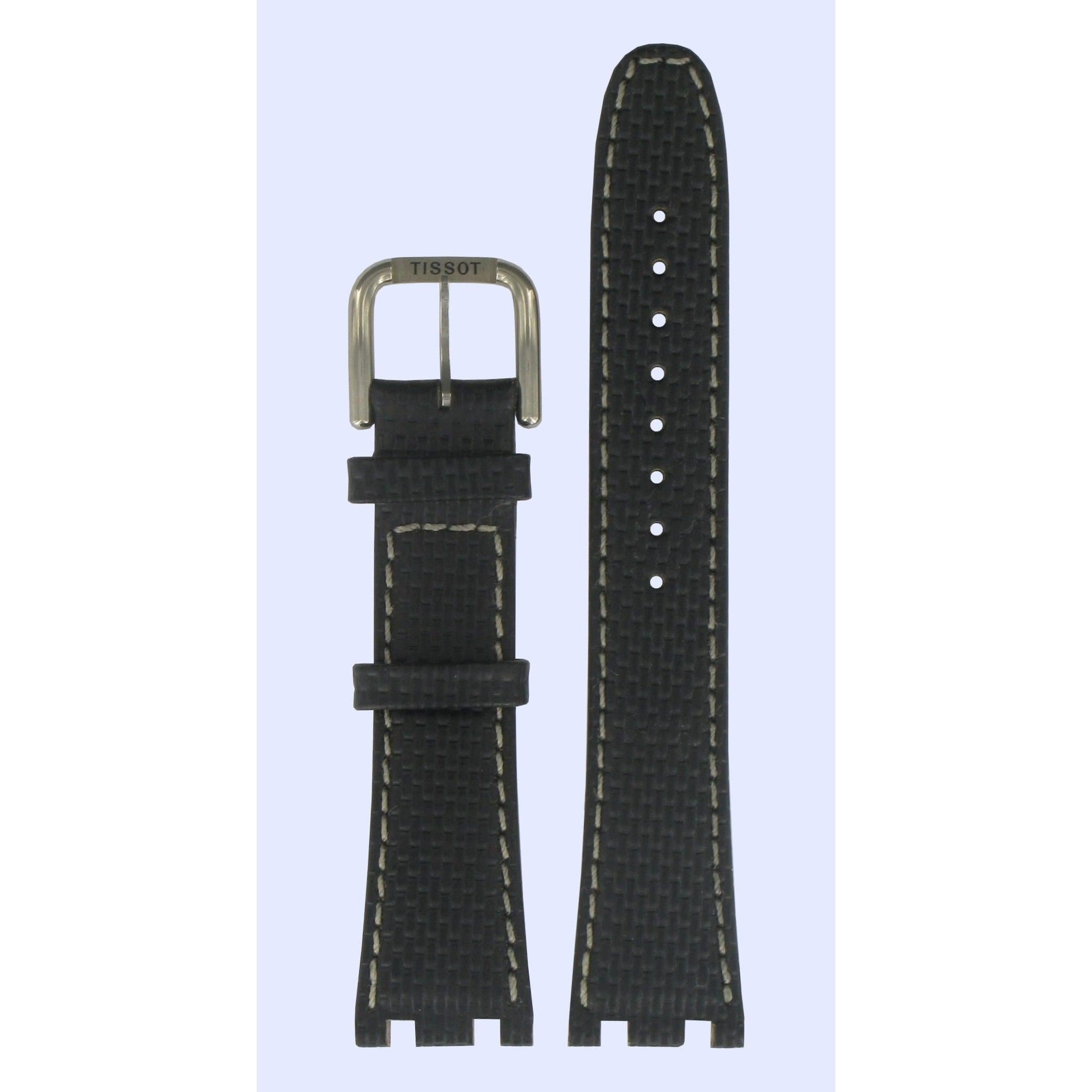 Tissot T37177012 Watch Band T600012996 Black Leather 20 mm Two Timer 4 - Watch Plaza