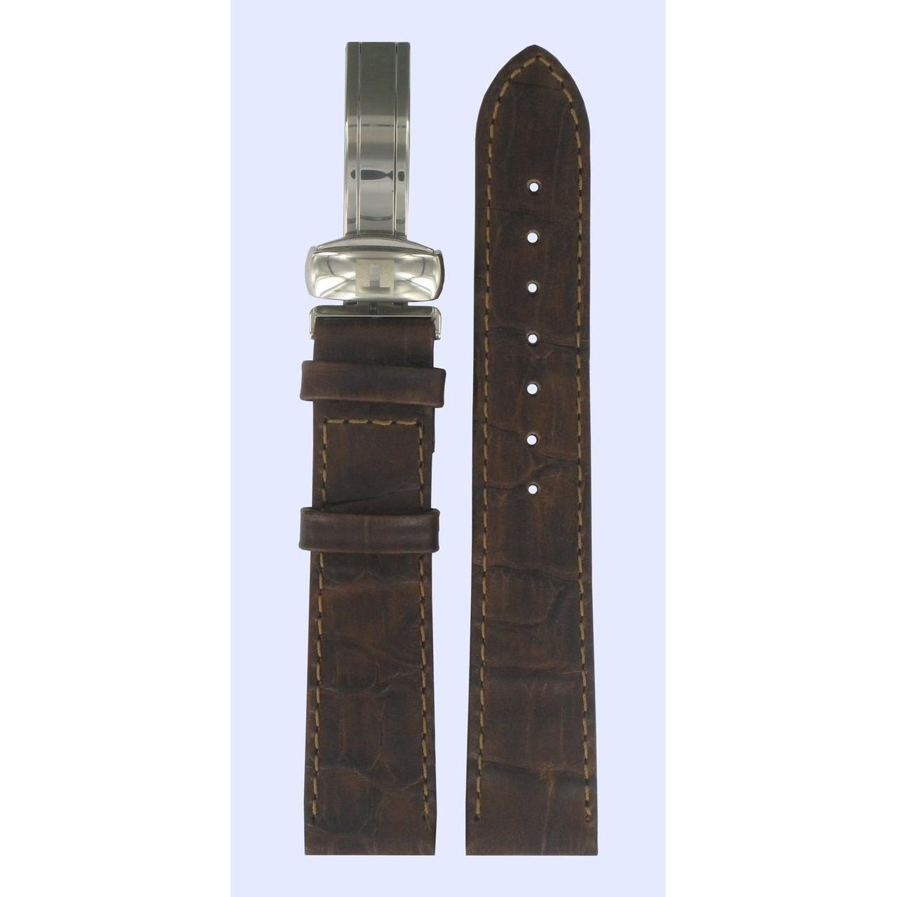 Tissot T46241663 Watch Band T600013279 Dark Brown Leather 18 mm Ballade - Watch Plaza