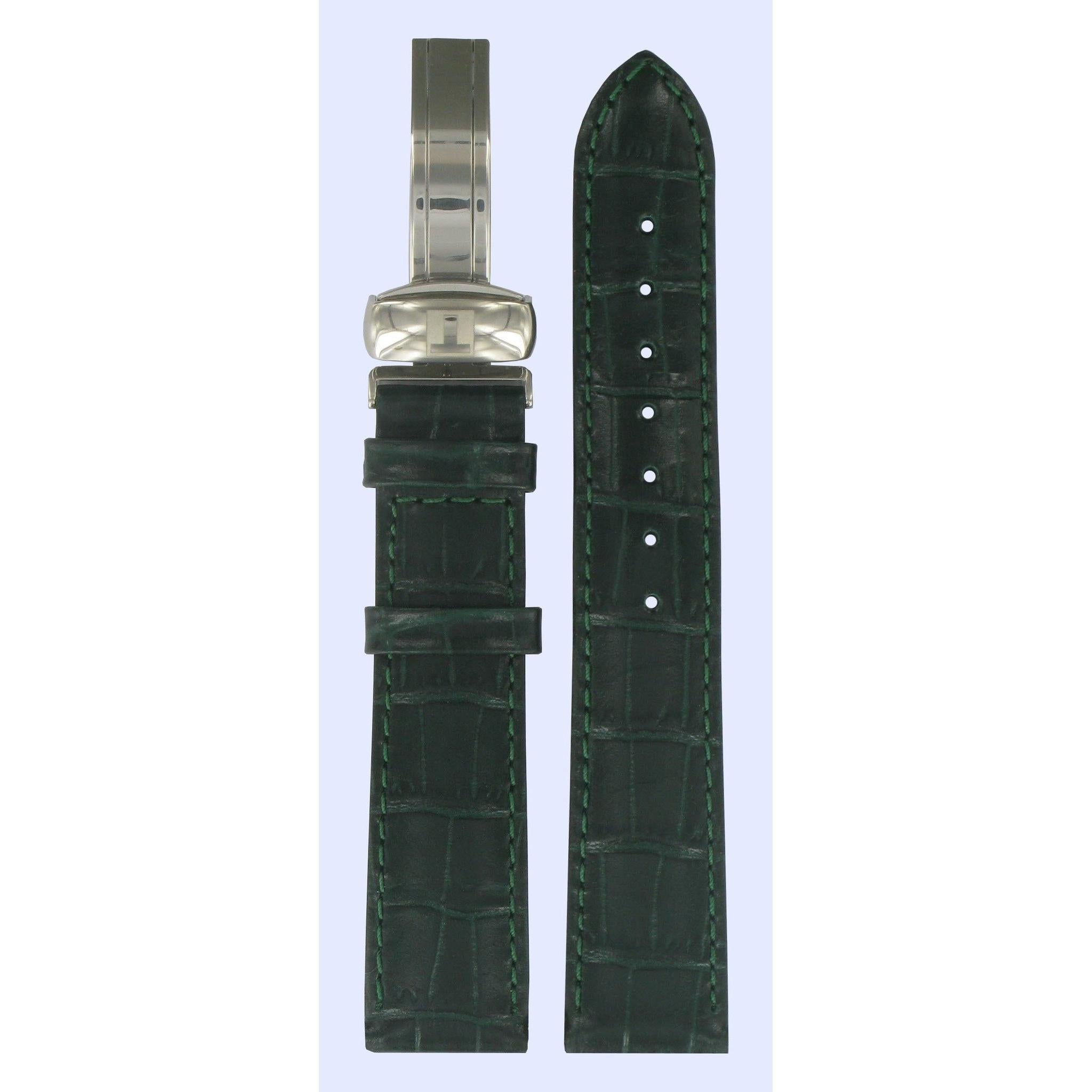 Tissot T46241663 Watch Band T600013280 Green Leather 18 mm Ballade - Watch Plaza