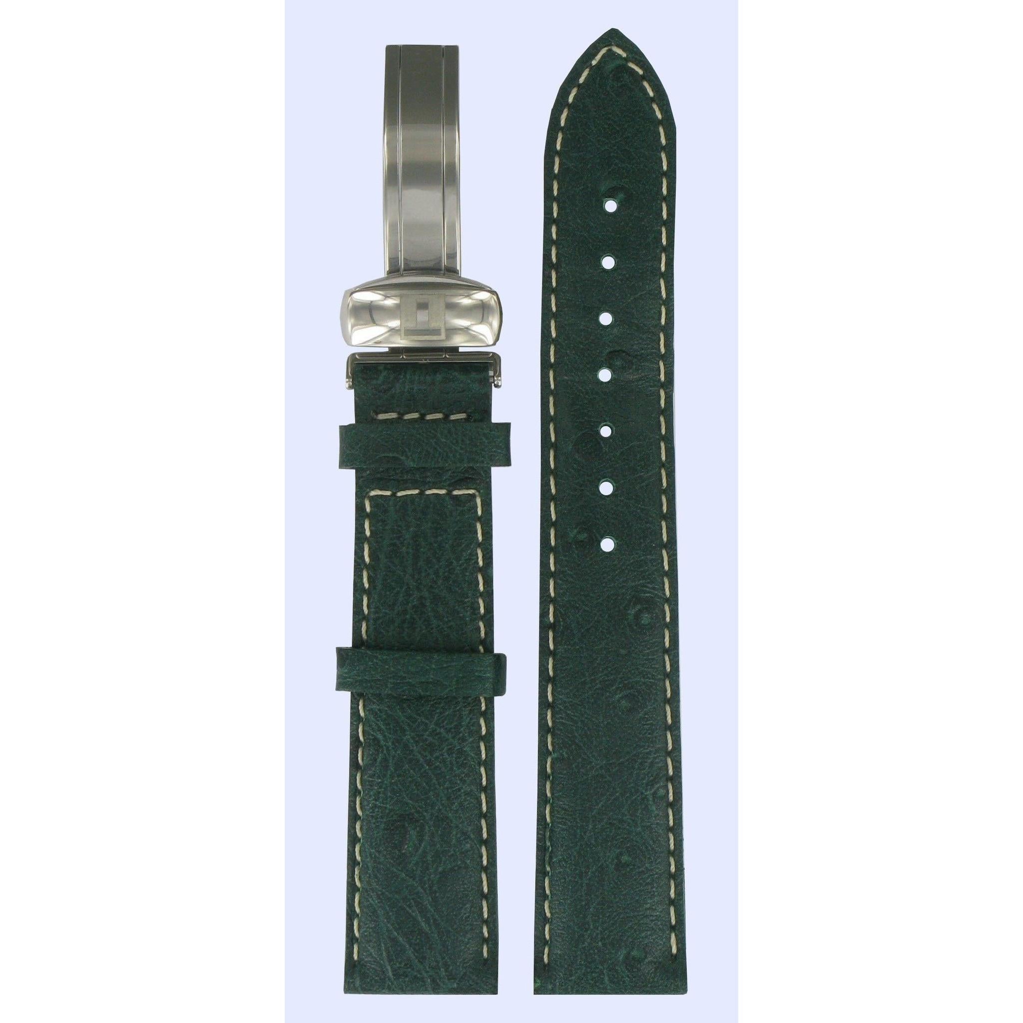 Tissot T46245831 Watch Band T600013325 Green Leather 18 mm Ballade - Watch Plaza