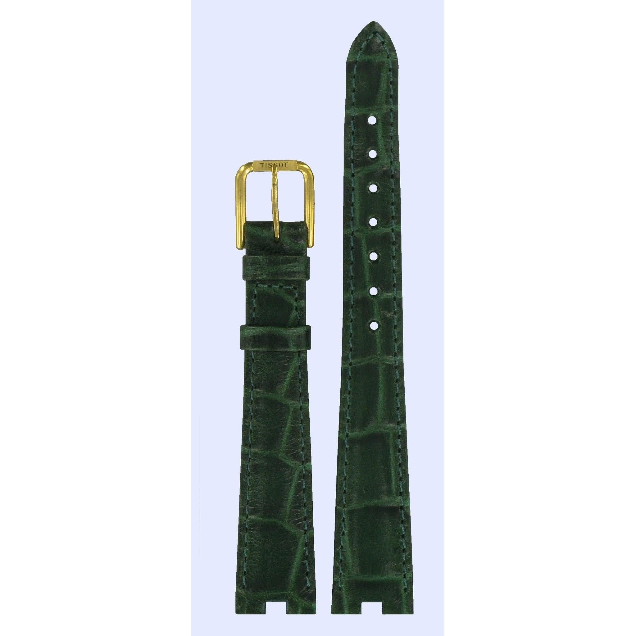 Tissot T6851, T6853 & T6863 Watch Band T600013431 Green Leather 14 mm Carmen - Watch Plaza