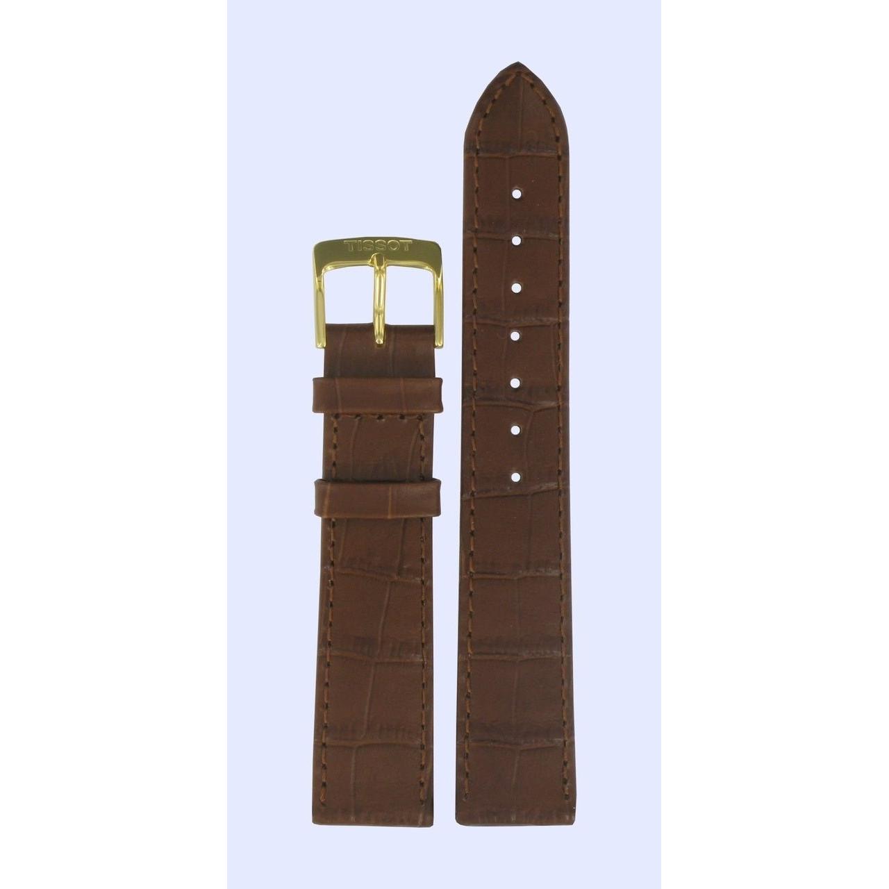 Tissot T7124 & T7134 Goldrun Watch Band T600013037 Dark Brown Leather 18 mm Carson - Watch Plaza