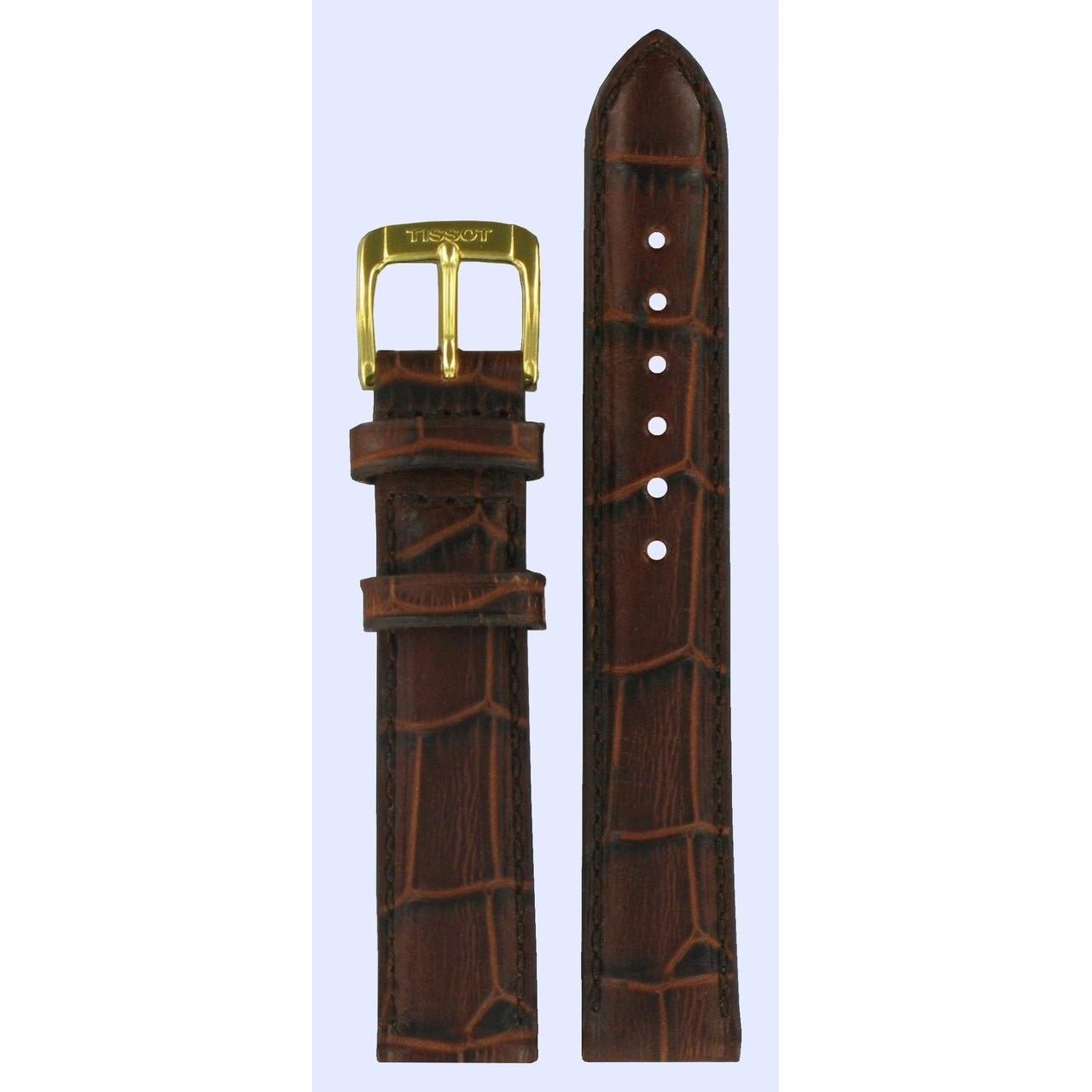 Tissot T71332632 Watch Band T600013464 Dark Brown Leather 15 mm Orinda - Watch Plaza