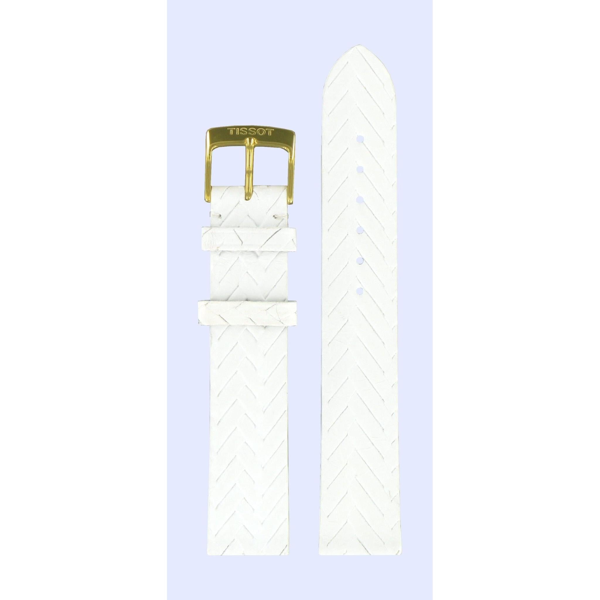 Tissot T71333632 Watch Band T600021156 White Leather 17 mm Secret Love - Watch Plaza