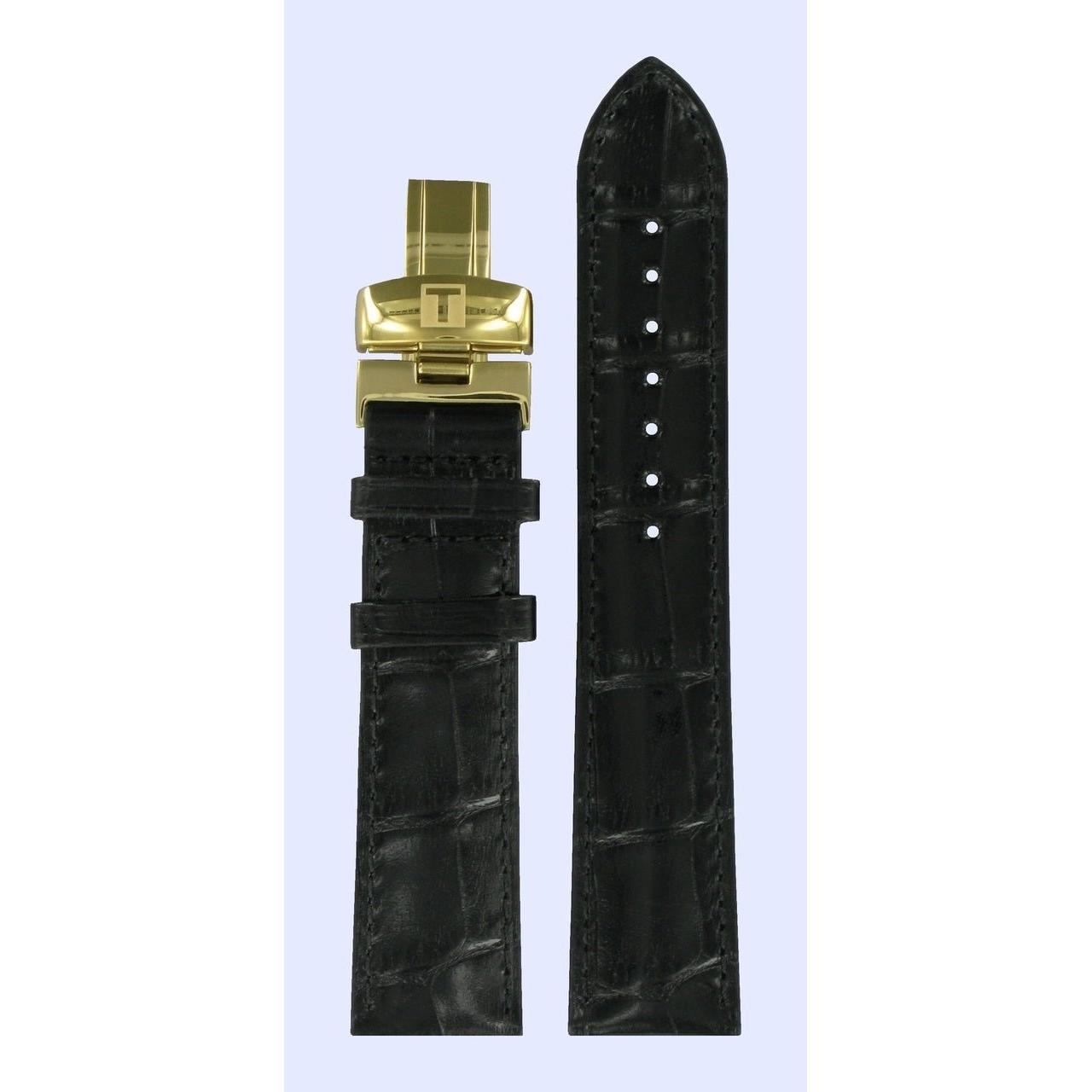 Tissot T907407A Watch Band T600028054 Black Leather 20 mm Carson - Watch Plaza