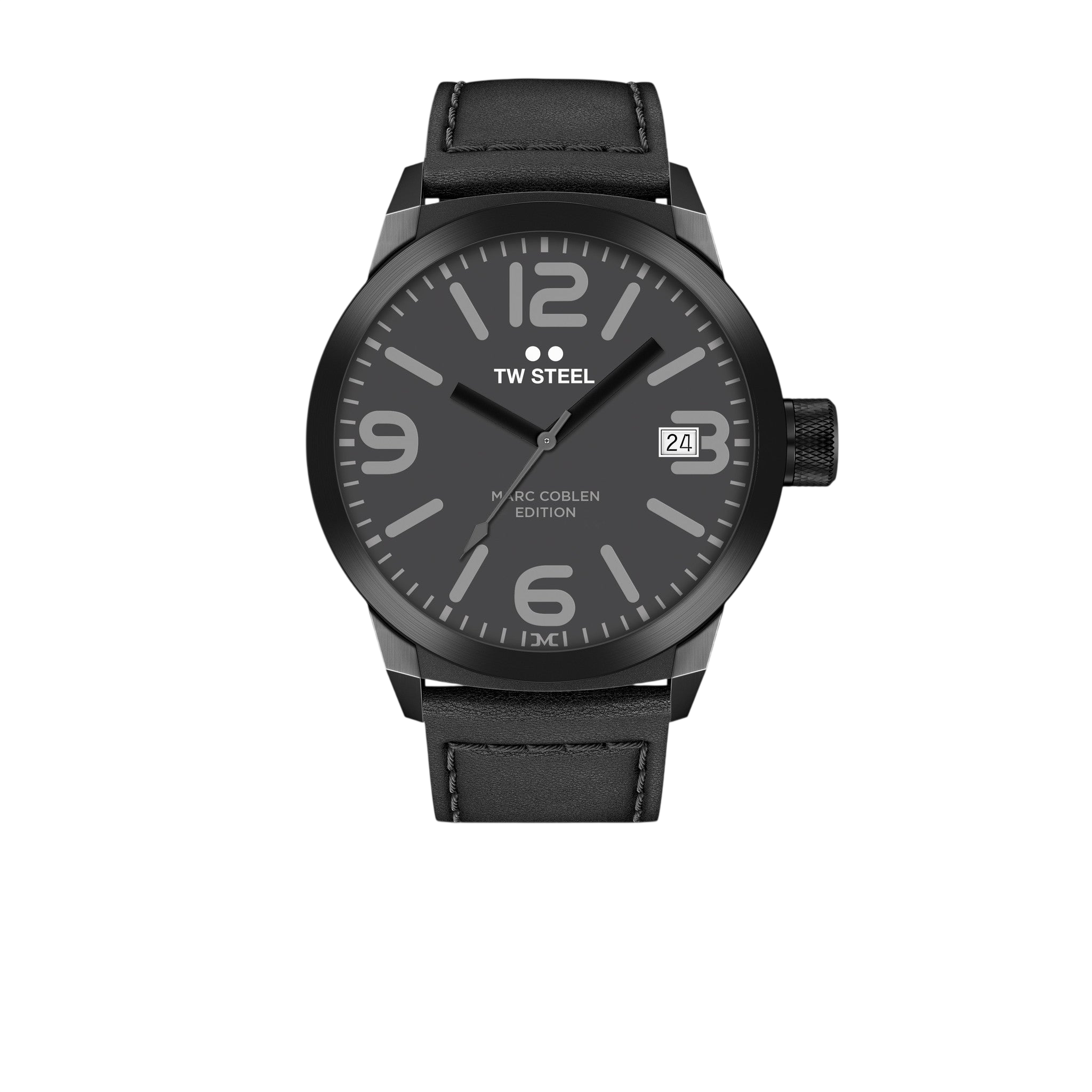 TW - Steel watch Marc Coblen TWMC52 black & leather strap - original men's wristwatch - Watch Plaza