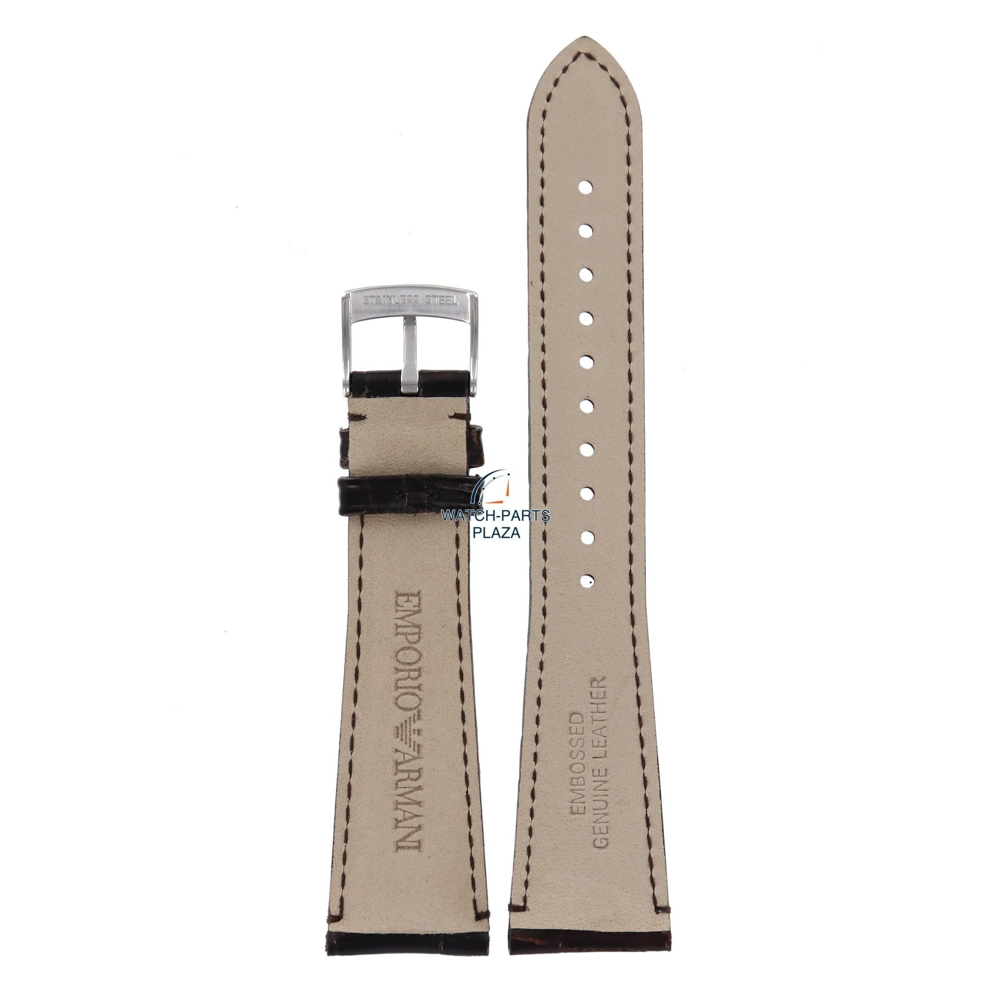Watch Band AR0403 Emporio Armani Marco Medium brown leather strap 22mm original AR0490 - Watch Plaza