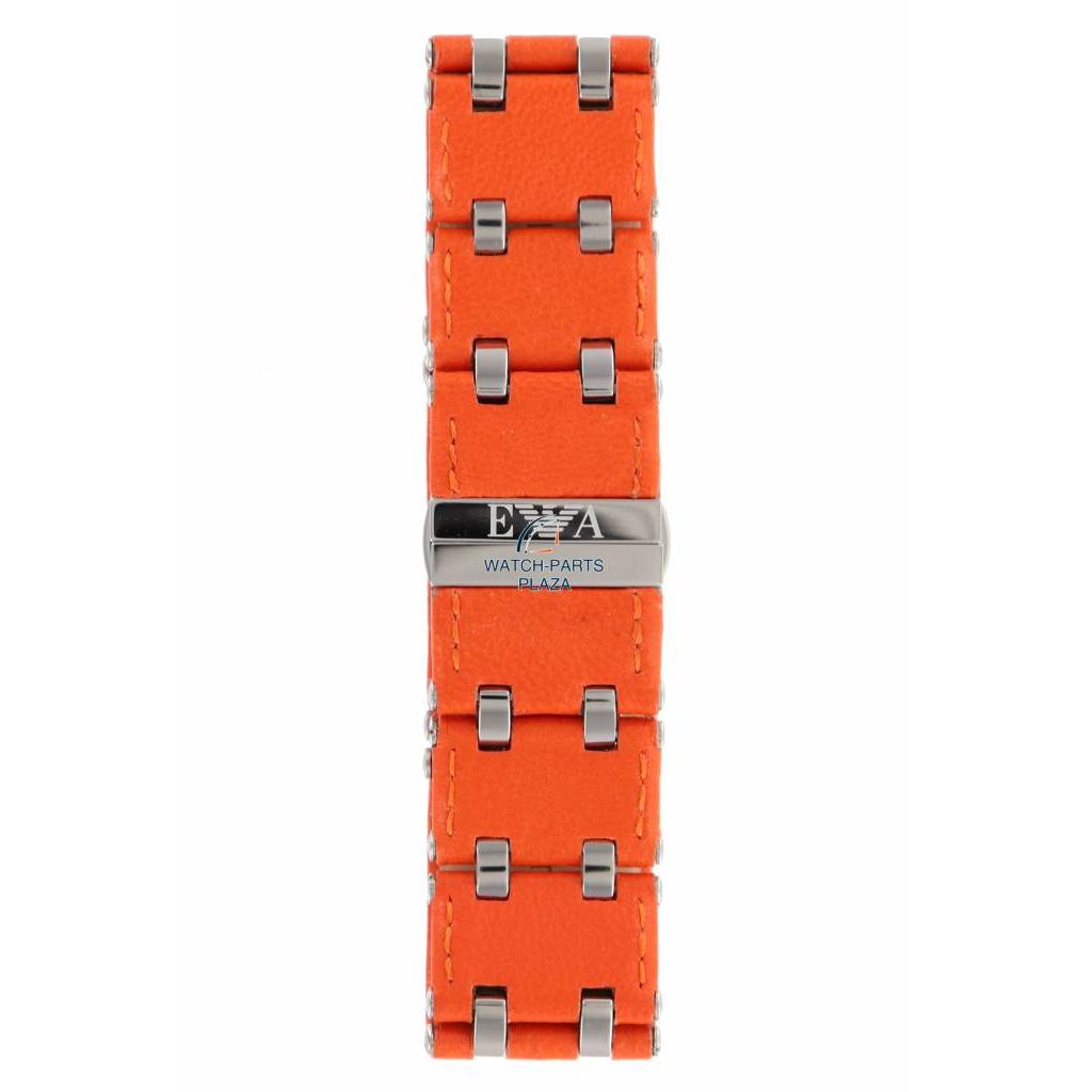Watch Band AR5498 Emporio Armani Orange Leather Strap 22mm - Watch Plaza