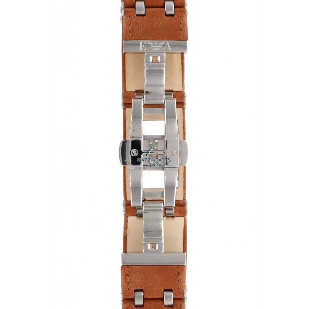Watch Band AR5499 Emporio Armani Brown Leather Strap 22mm - Watch Plaza