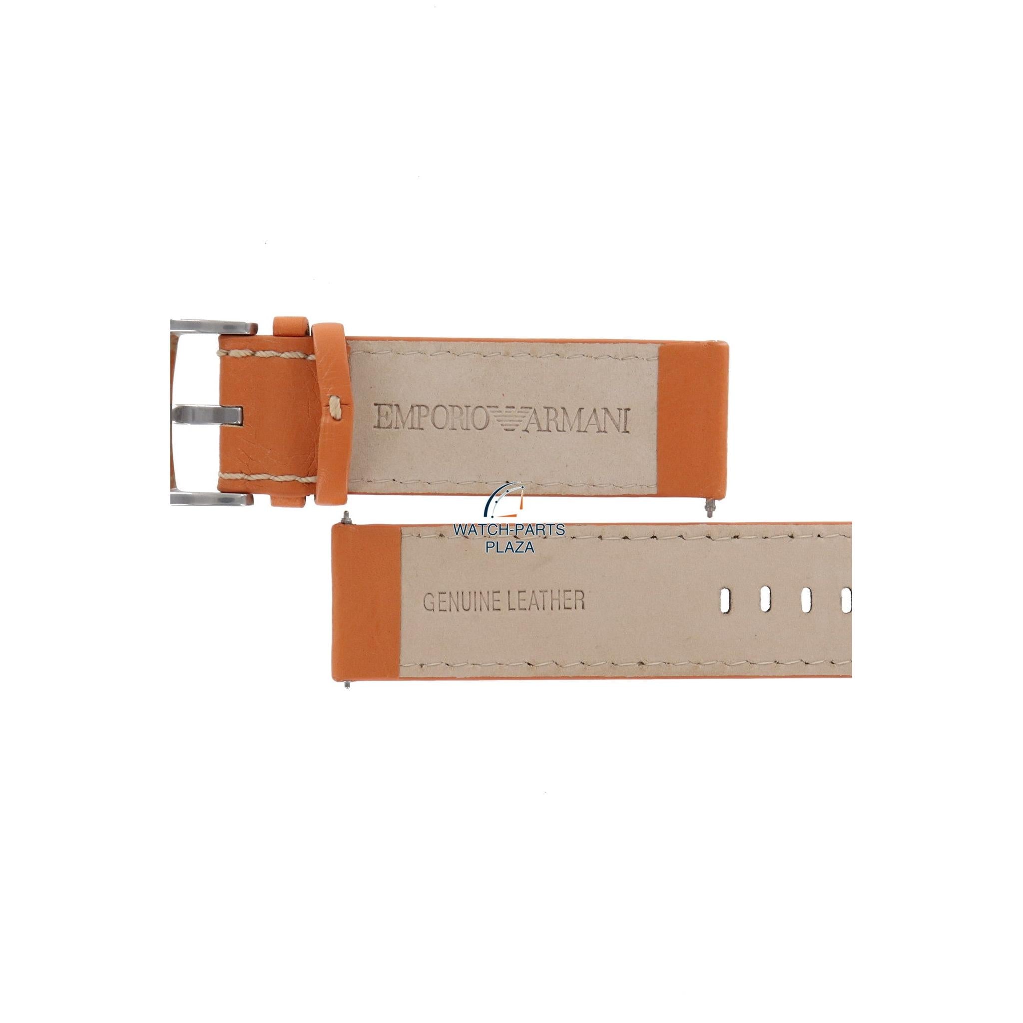 Watch Band AR5814 Emporio Armani orange leather strap 23mm original XL - series - Watch Plaza
