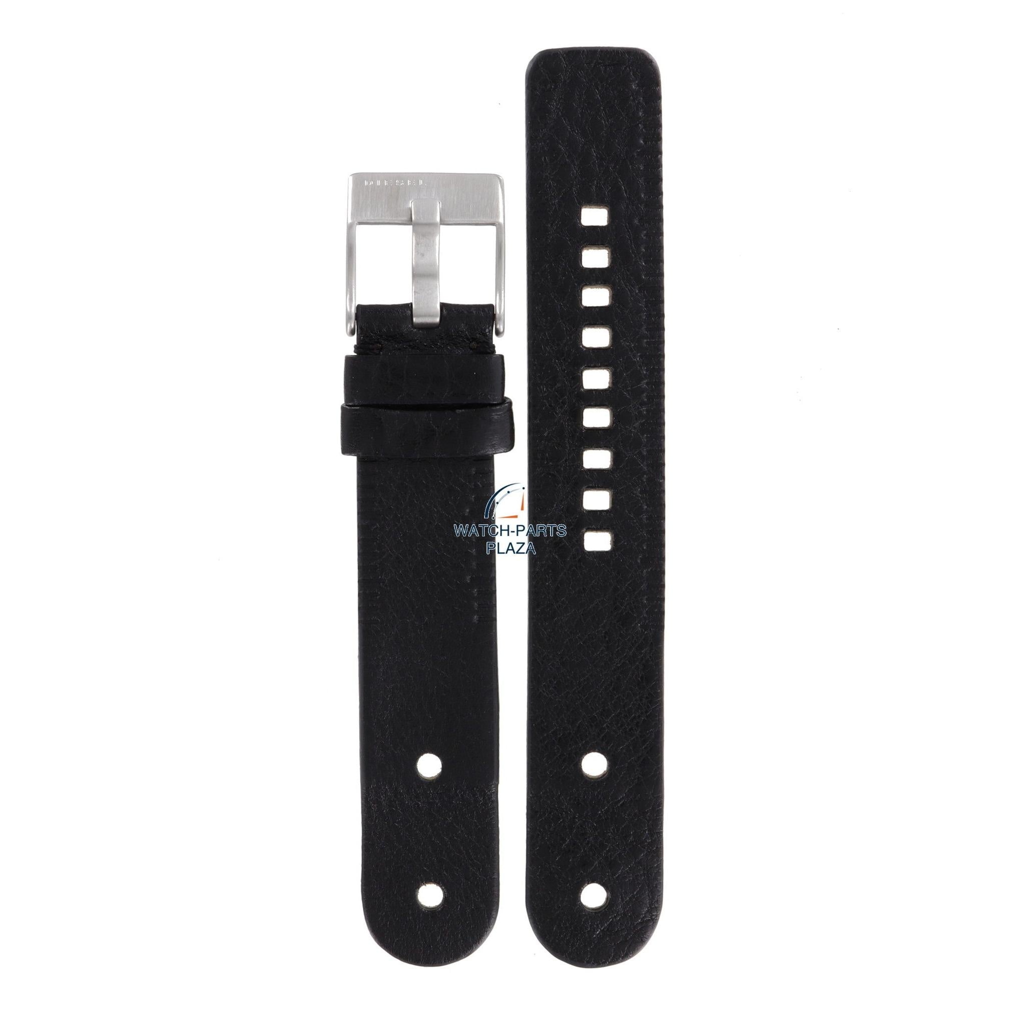 Watch Band Diesel DZ1001 / DZ1002 black leather strap 20mm original strap - Watch Plaza