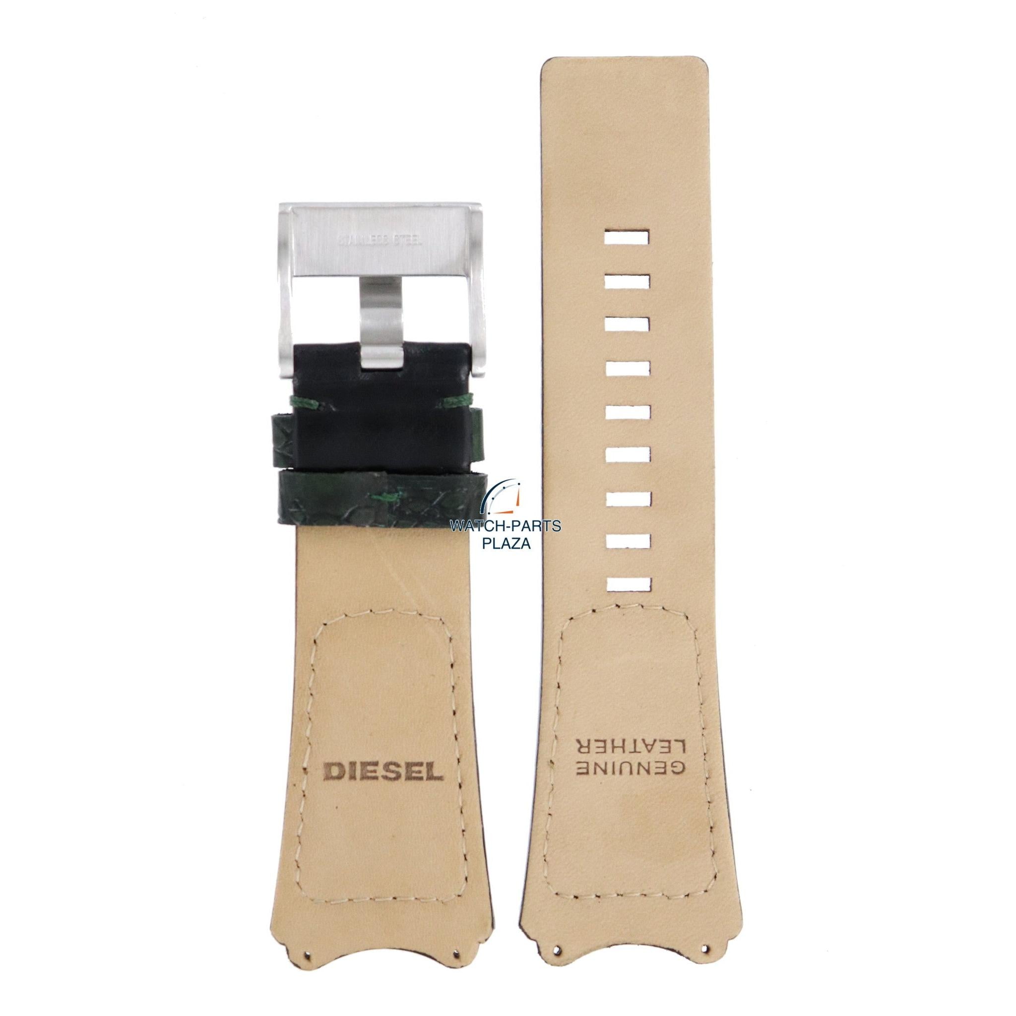 Watch Band Diesel DZ1073 black genuine leather strap 31mm original - Watch Plaza