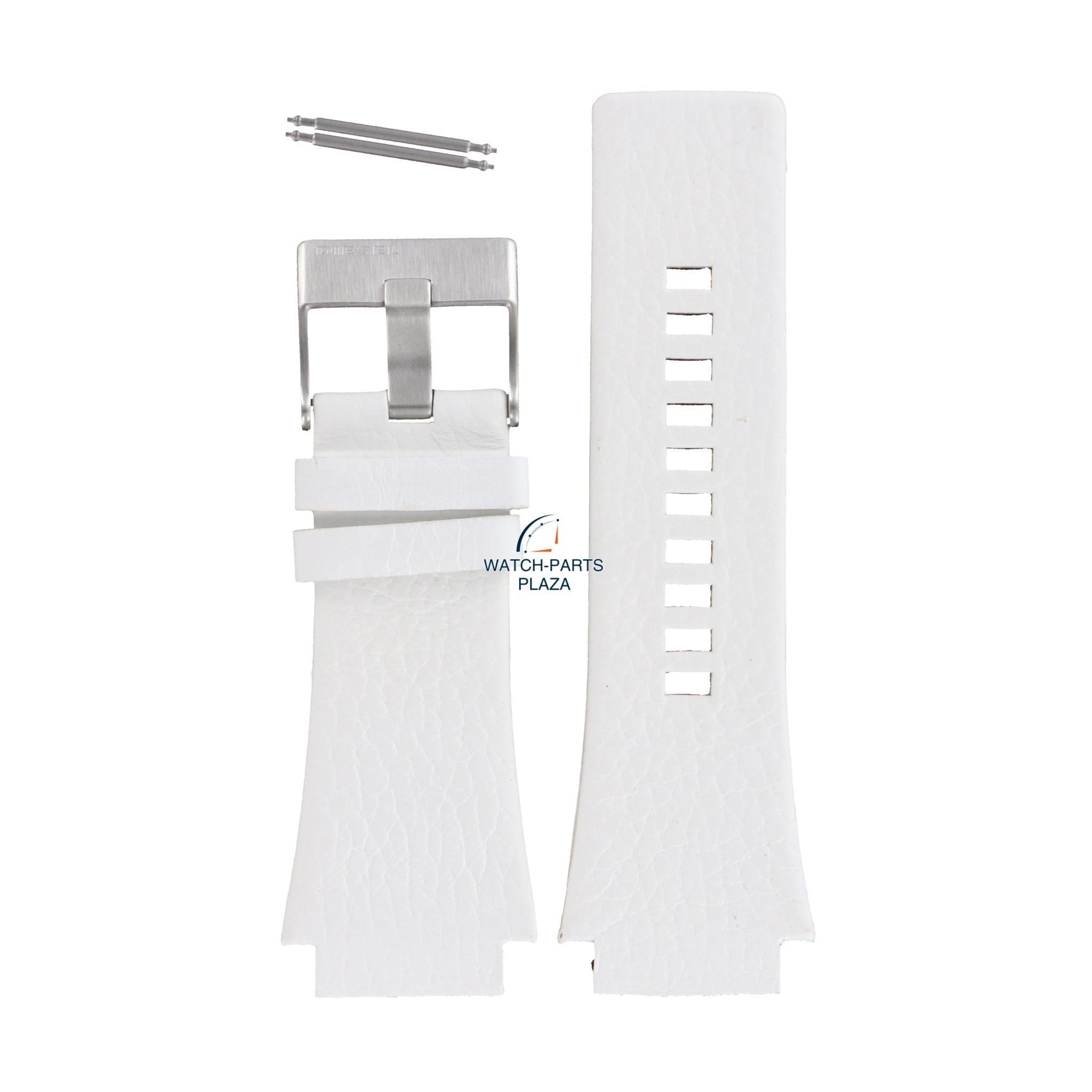 Watch band Diesel DZ1449 Cliffhanger Big white leather strap 25mm original - Watch Plaza