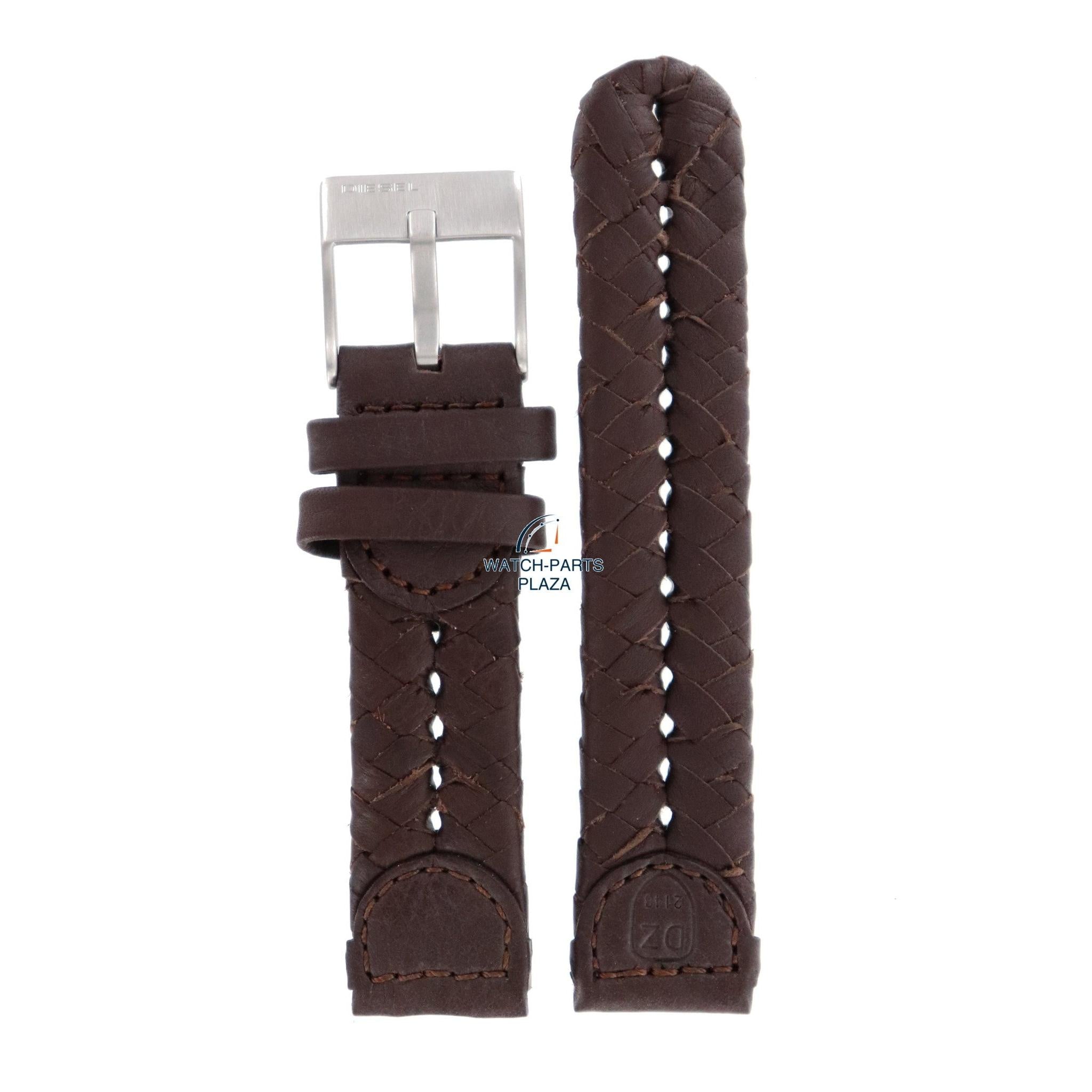 Watch Band Diesel DZ2148 dark brown leather strap 20mm original - Watch Plaza