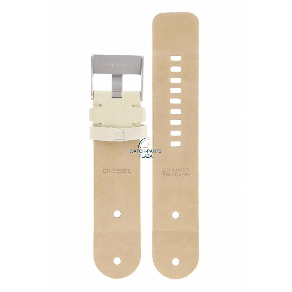 Watch Band for Diesel DZ2077 White Leather Strap DZ 2077 26 mm - Watch Plaza