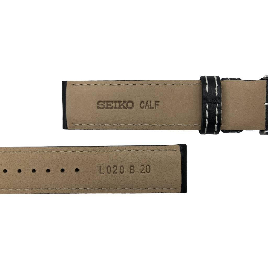 Watch Band for Seiko SSC009 Solar Flightmaster Black Leather V172 - 0AC0 20mm - Watch Plaza