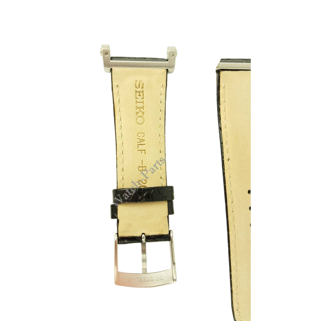 Watch Band SNDZ99P1 Seiko 7T92 - 0HP0 black leather strap 20mm 4LK4JB - Watch Plaza