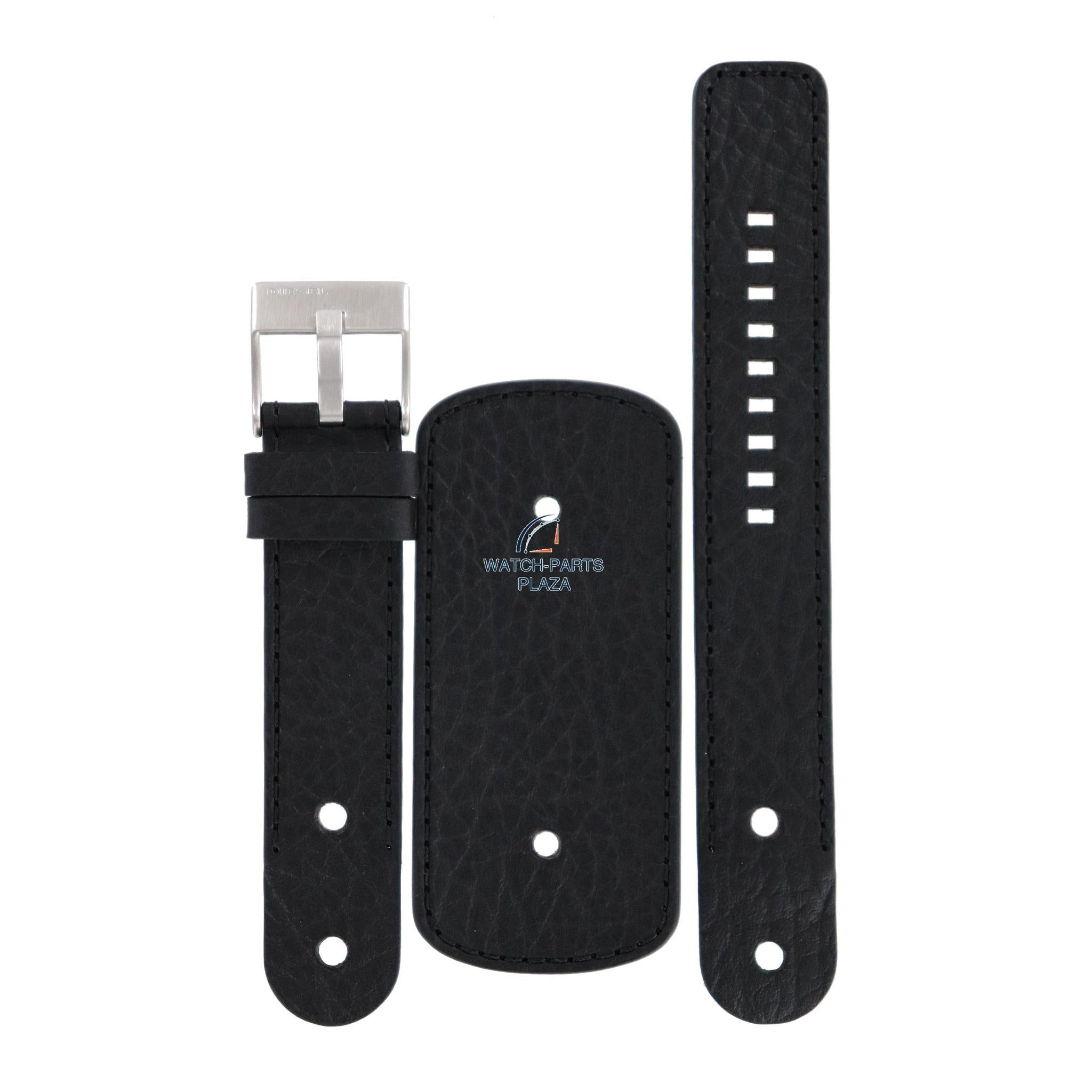 Watch Strap Diesel DZ2046 black genuine leather band 22mm original - Watch Plaza