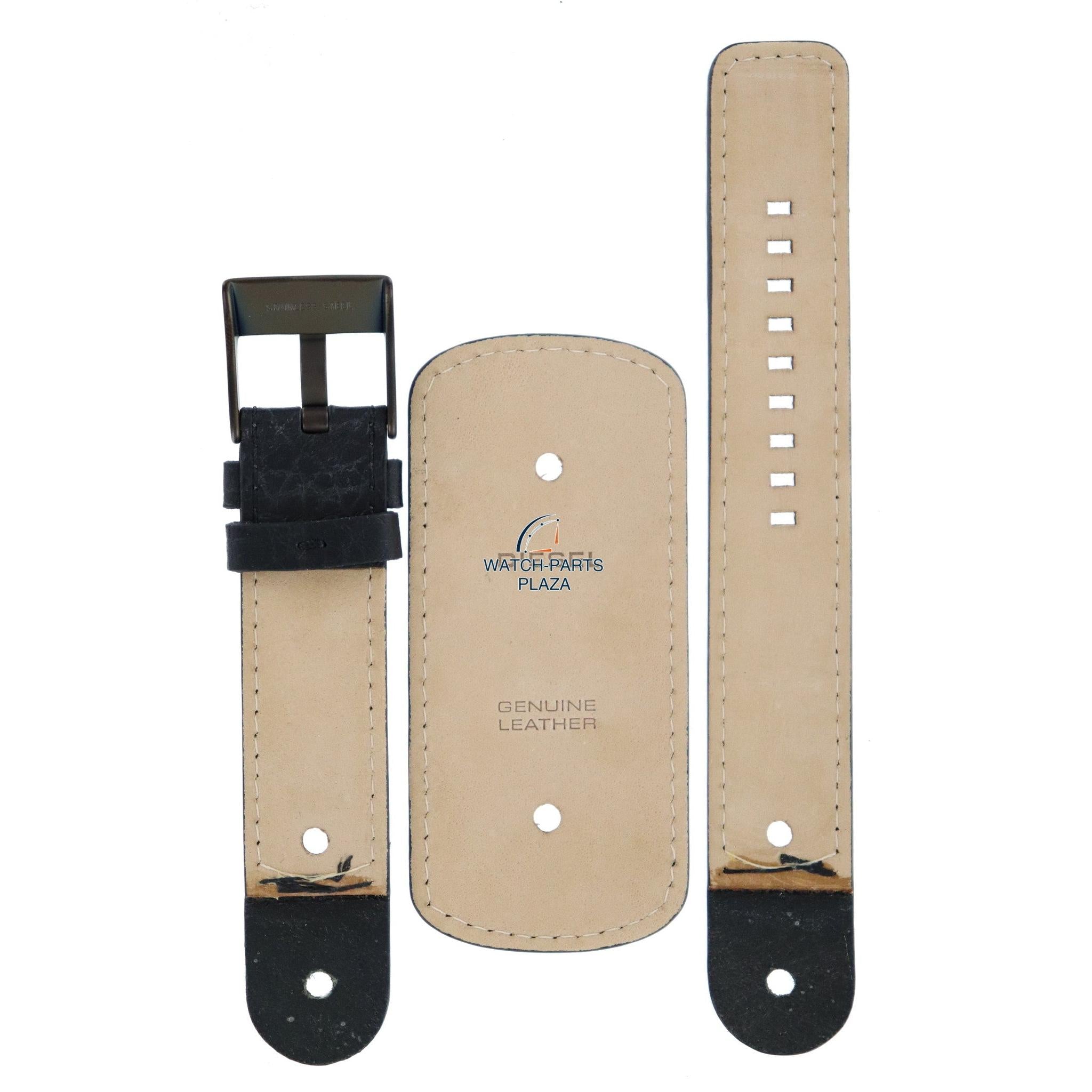 Watch Strap Diesel DZ2053 black genuine leather band 22mm original - Watch Plaza
