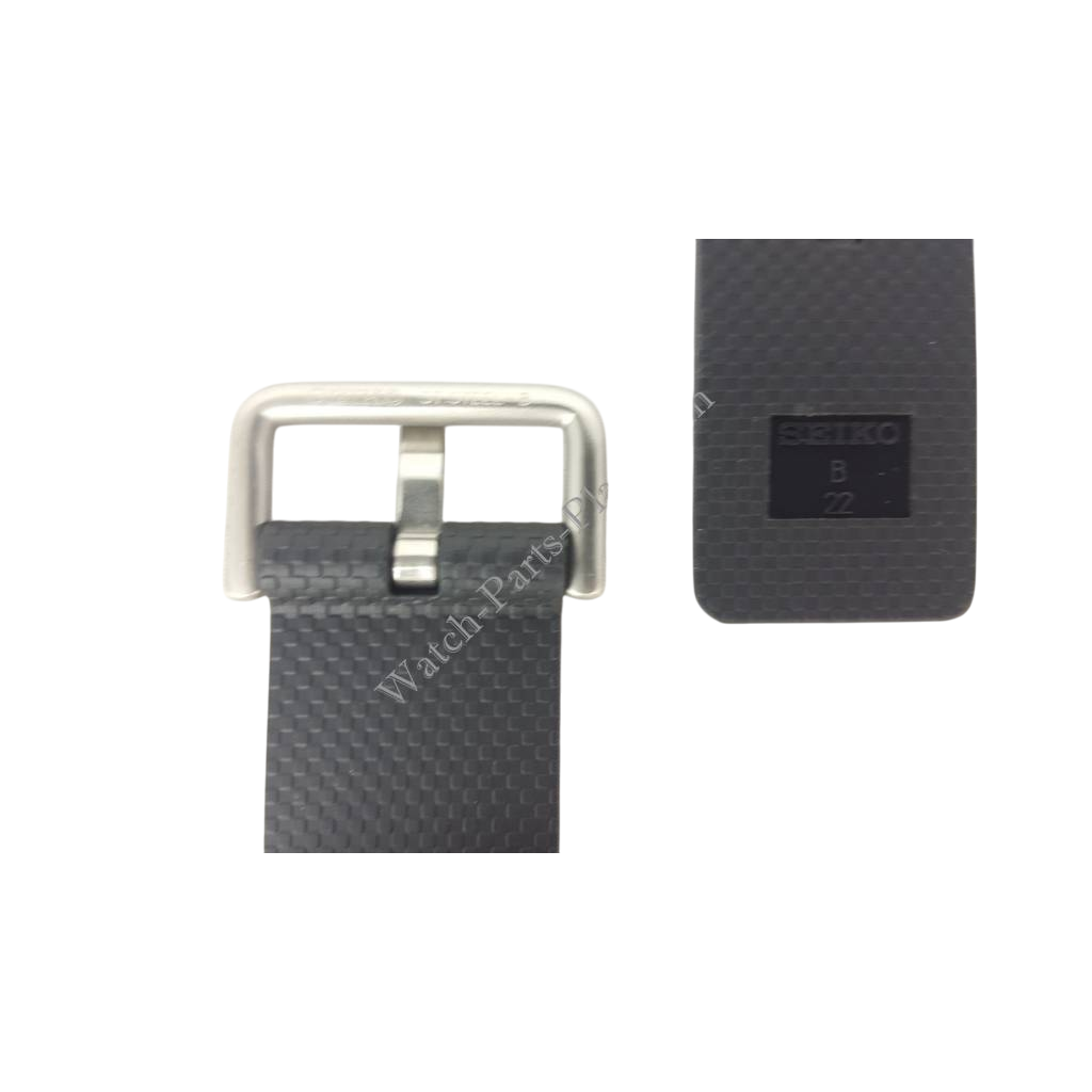 Watchband SBDC007, SBDC009 Seiko Prospex Diver 6R15 - 01D0 Black Rubber Strap 22mm - Watch Plaza