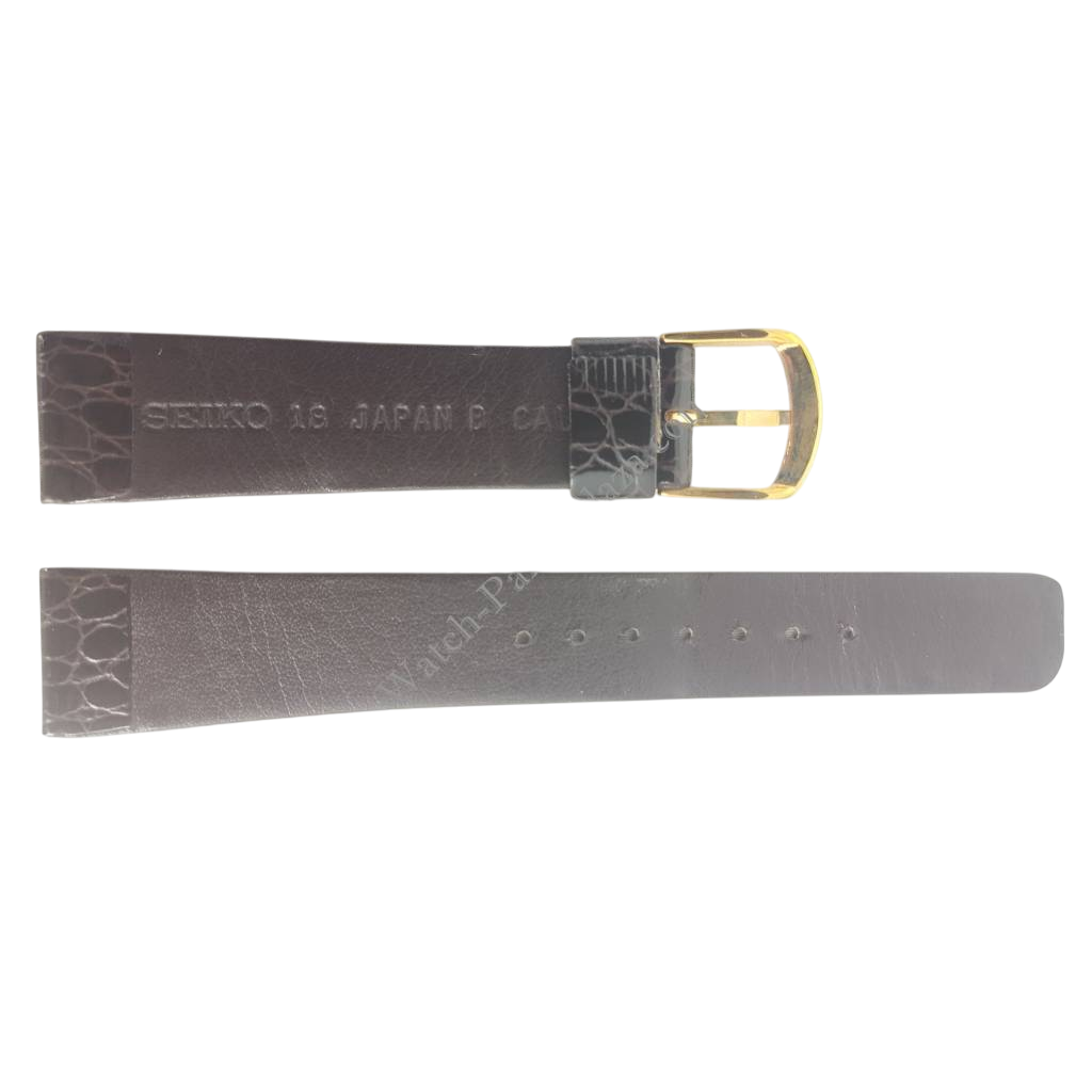 Watchband Seiko 5P39 / 7F38 / 9020 / H249 5010 brown leather strap 18mm BPJ05G - Watch Plaza