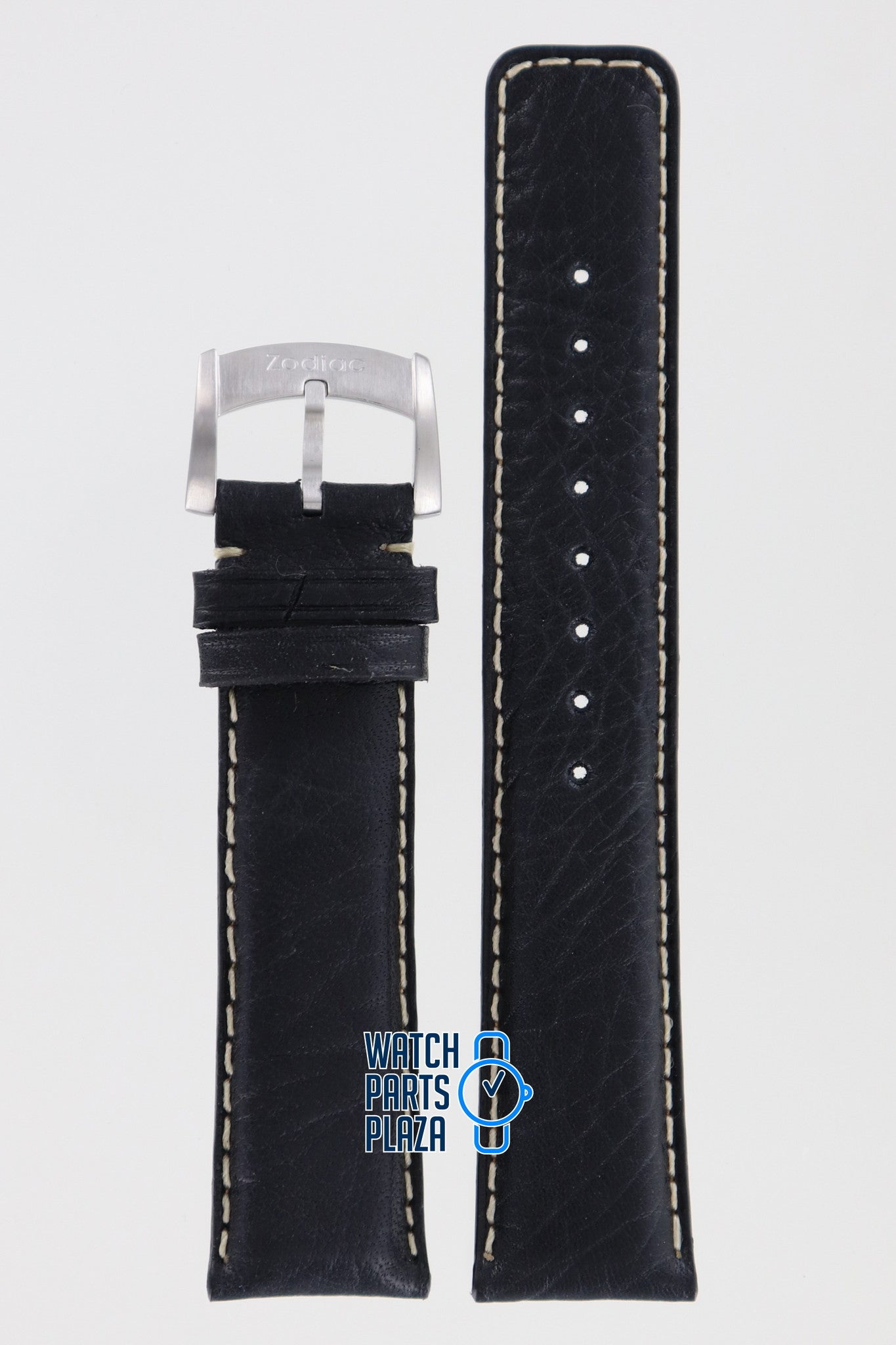 Zodiac ZO2204 Watch Band ZO - 2204 Black Leather 20 mm - Watch Plaza