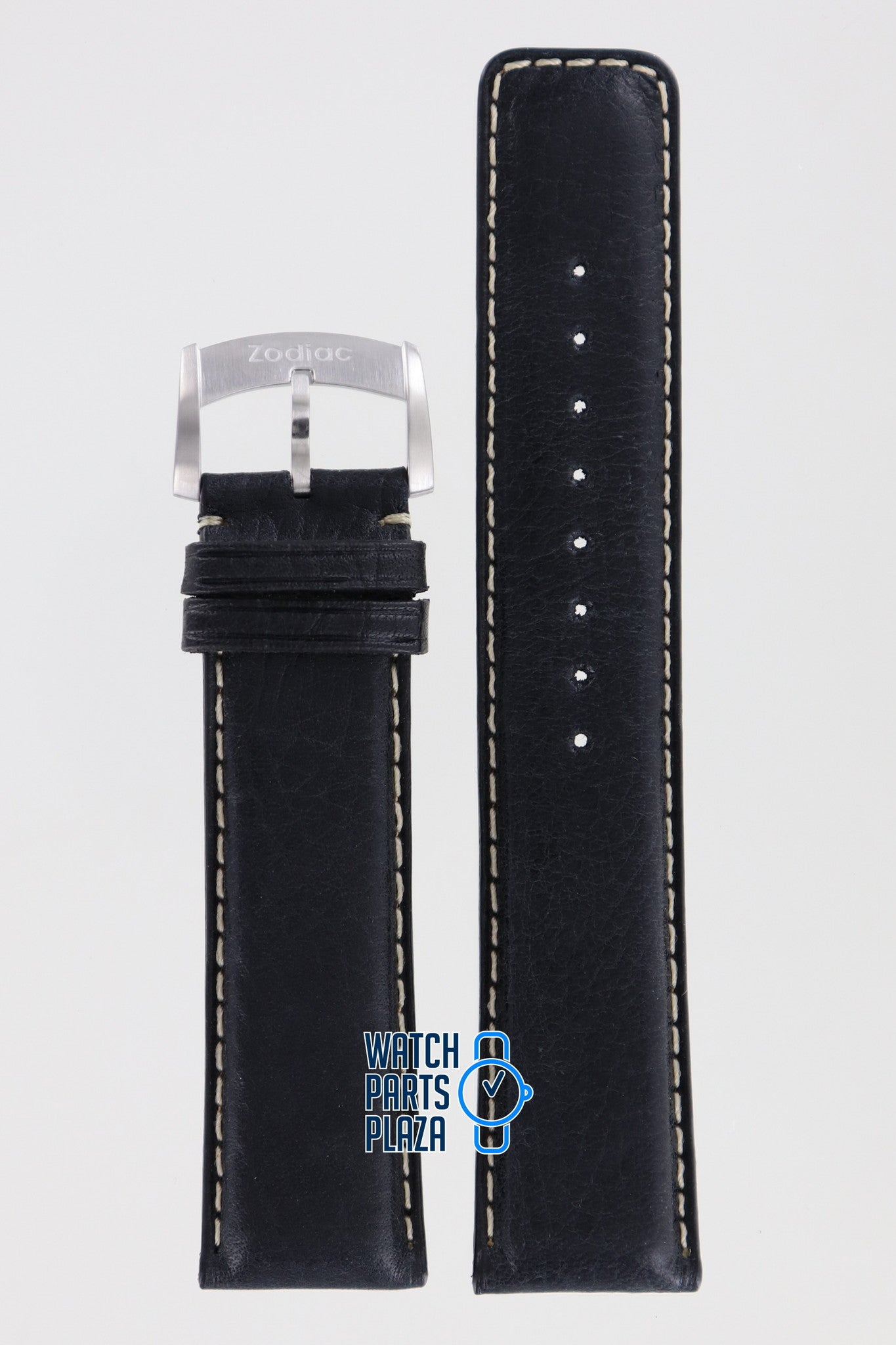 Zodiac ZO2208 Watch Band ZO - 2208 Black Leather 22 mm Sea Dragon - Watch Plaza