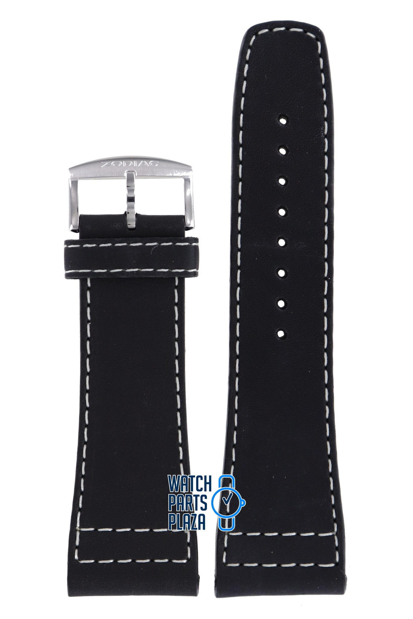 Zodiac ZO2600 Watch Band ZO - 2600 Black Leather 28 mm Renegade - Watch Plaza