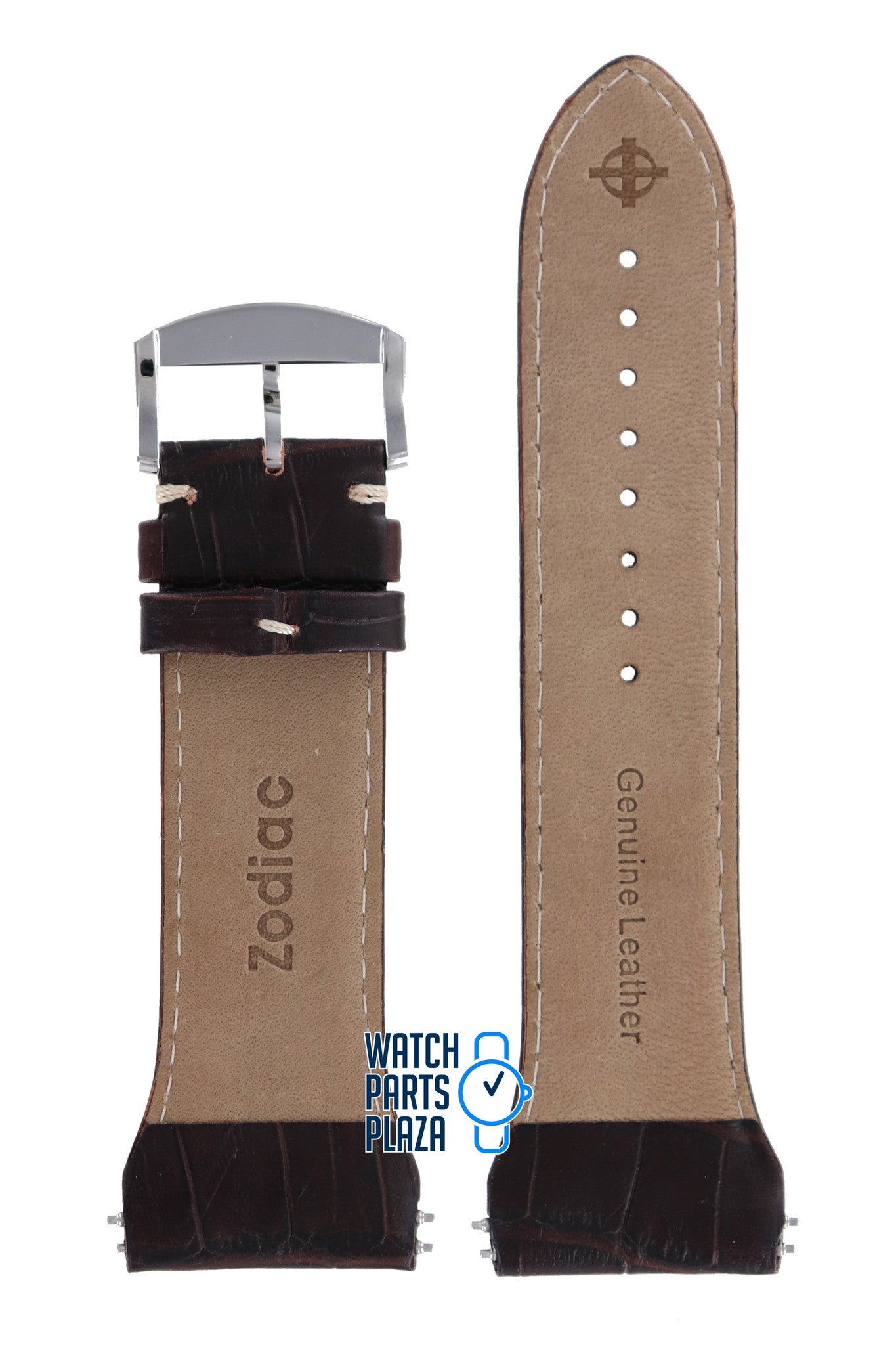 Zodiac ZO7003 Watch Band ZO - 7003 Dark Brown Leather 29 mm Desert Master - Watch Plaza