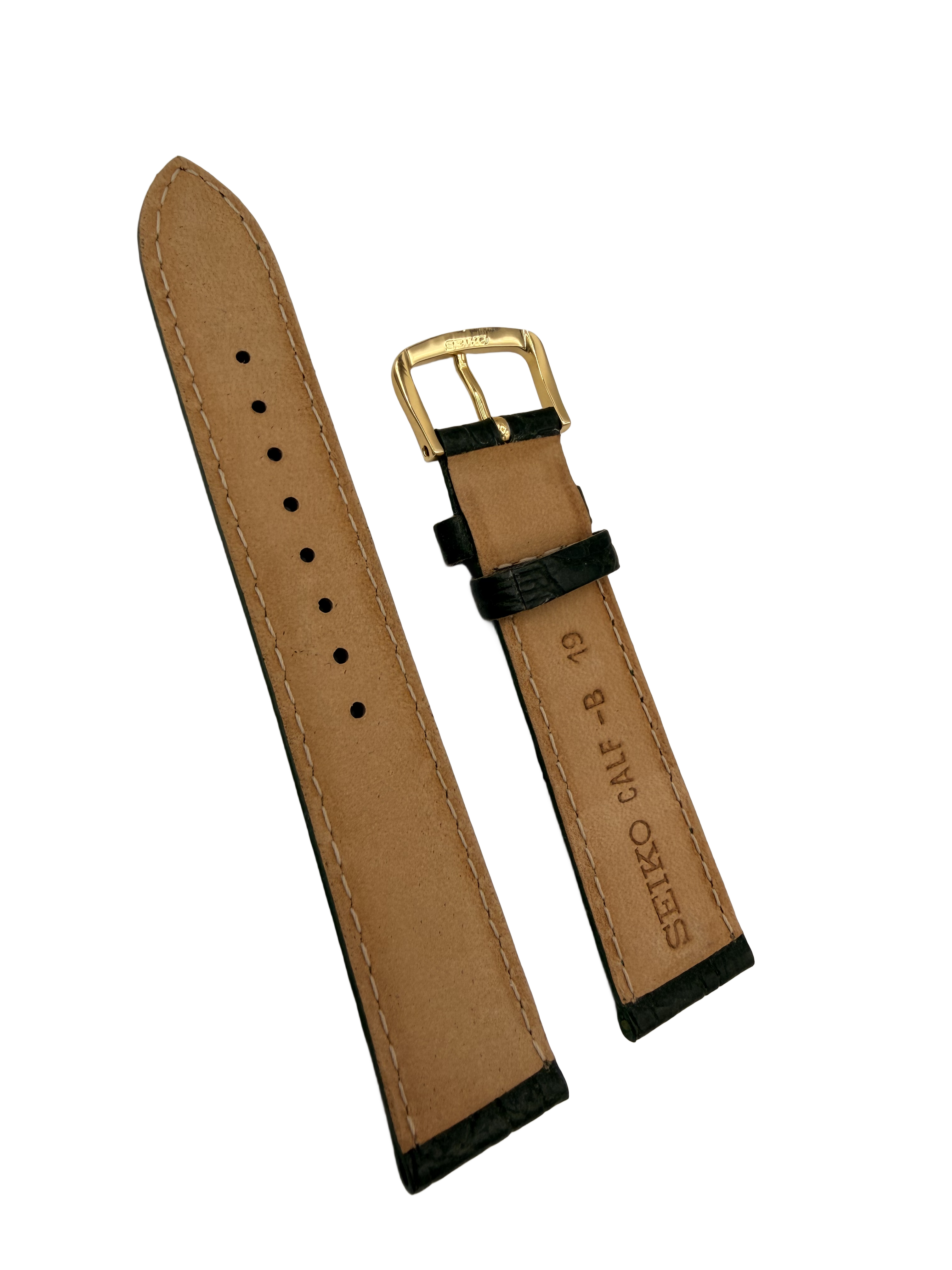 Watch Band Seiko 7T32-6B40 Green Leather Strap 19mm SDW746 - 4ER7KB
