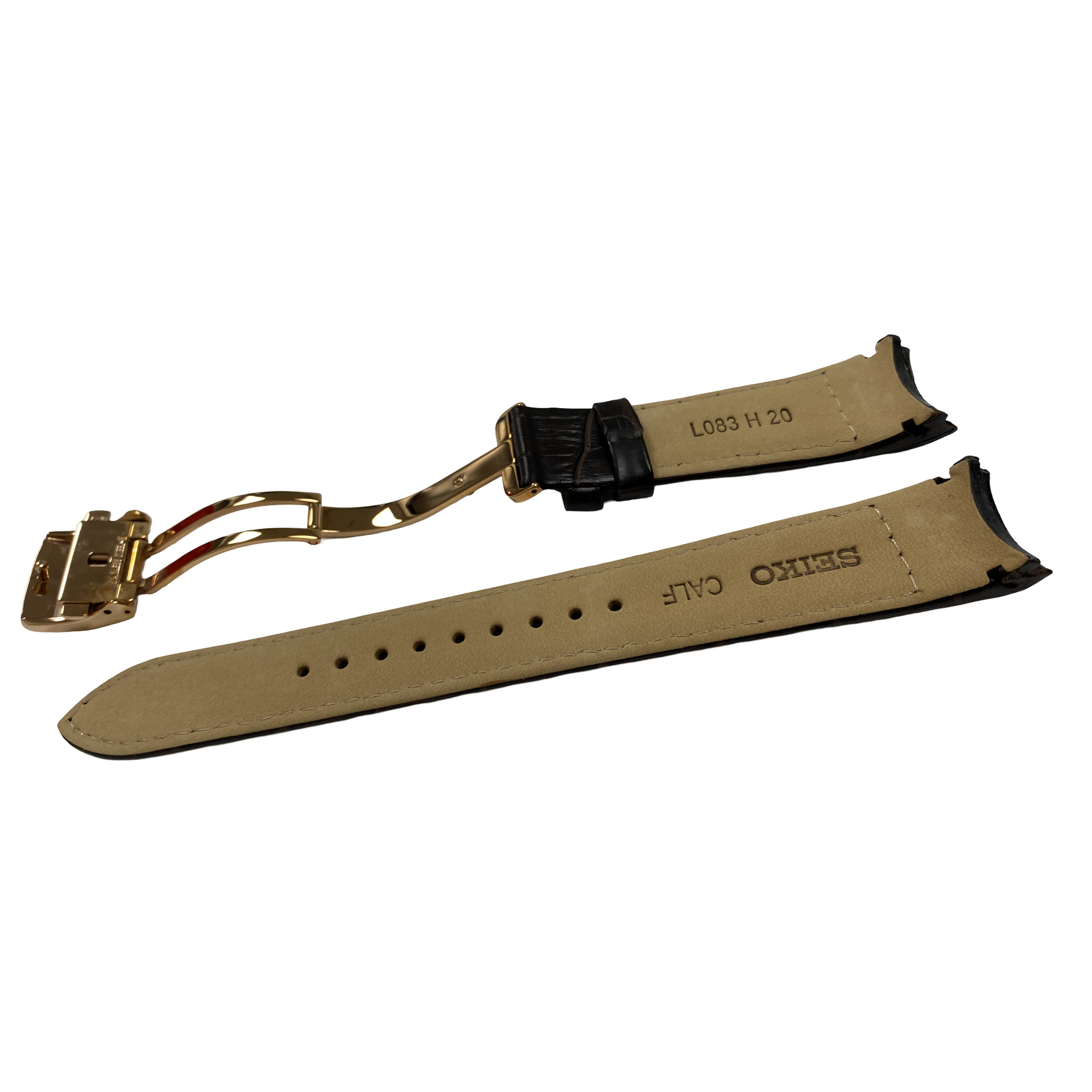 Watch Band Seiko Premier Kinetic  SRX008P1 Brown Strap 5D88-0AD0 Rosé Clasp - Direct Drive